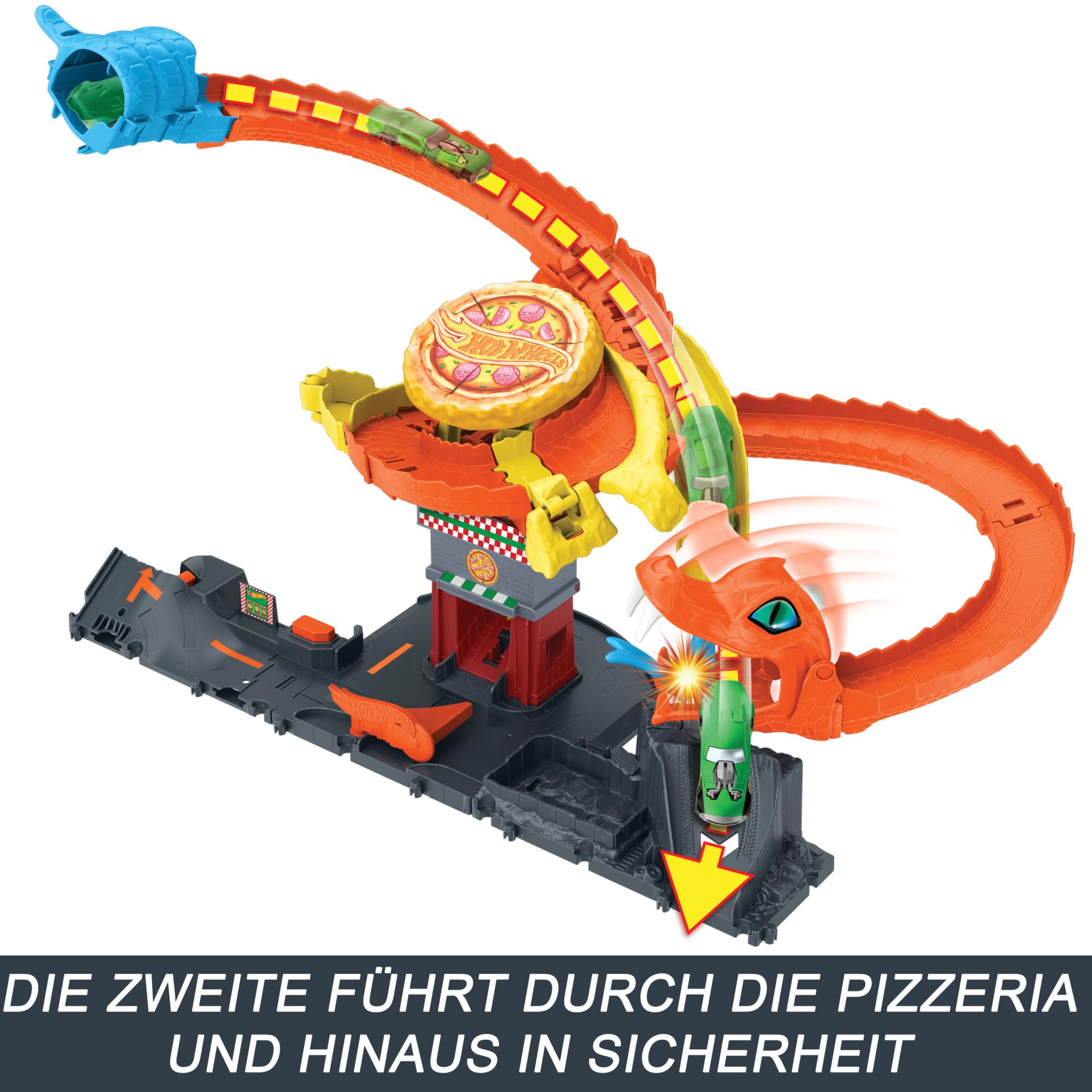 Foto 5 pulgar | Set De Atletismo Para Coches De Juguete Hot Wheels City Pizza Slam Cobra Attack - Venta Internacional.