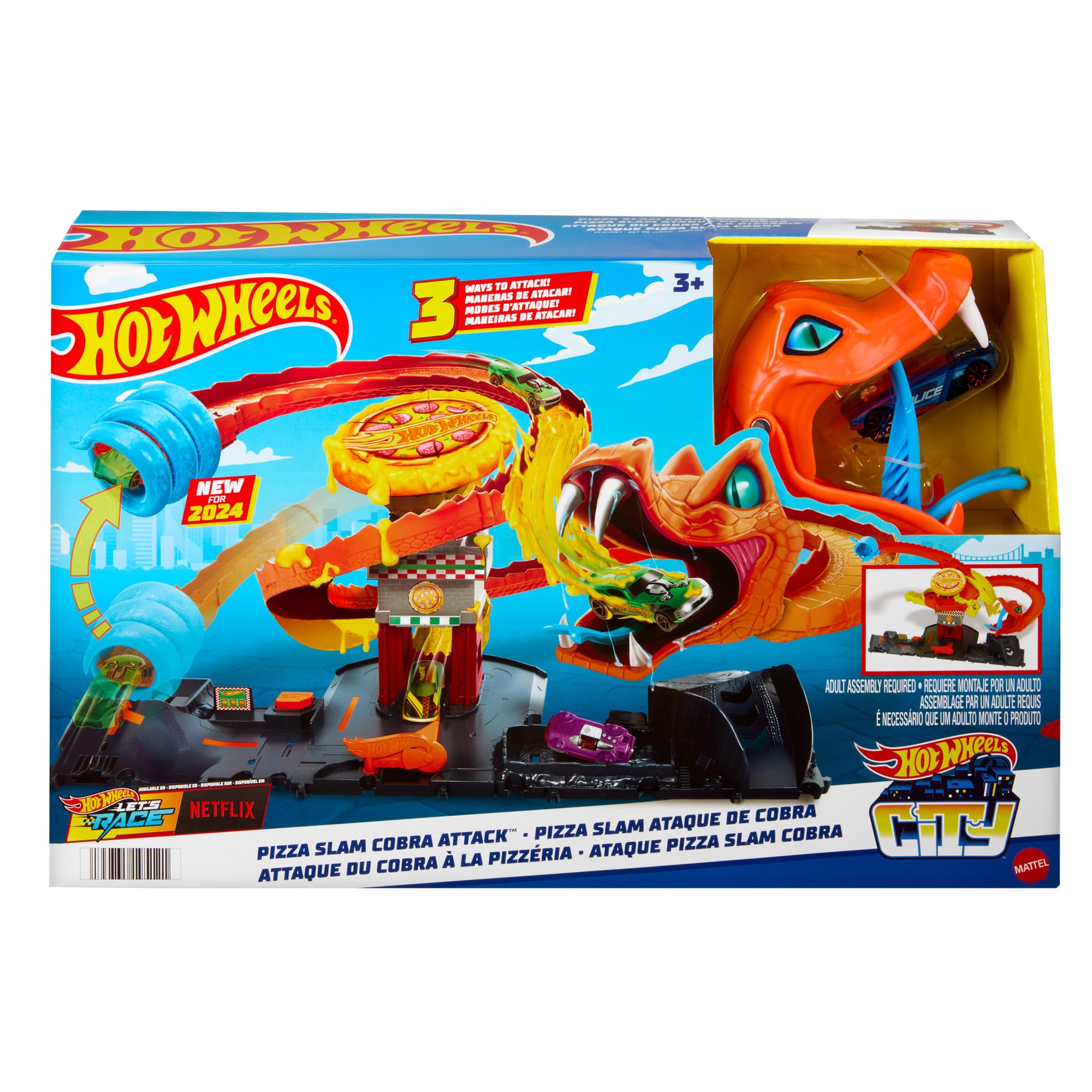 Foto 7 pulgar | Set De Atletismo Para Coches De Juguete Hot Wheels City Pizza Slam Cobra Attack - Venta Internacional.