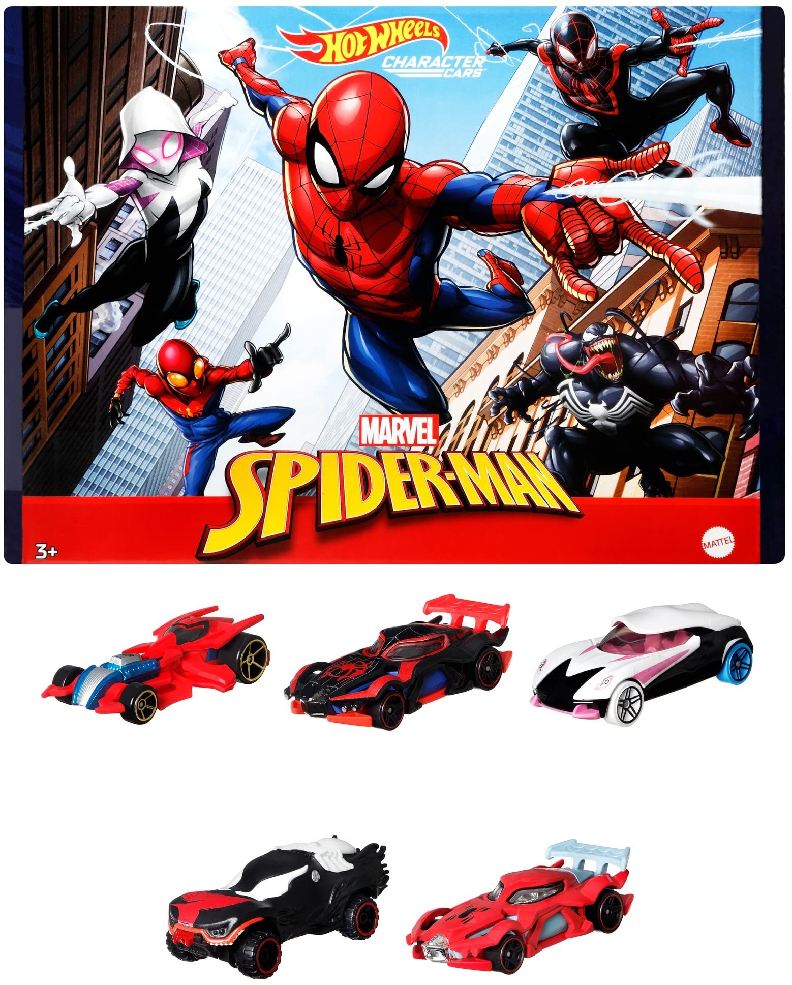Foto 2 pulgar | Toy Cars Hot Wheels Marvel Spider-man, Paquete De 5 Unidades, Escala 1:64 - Venta Internacional.