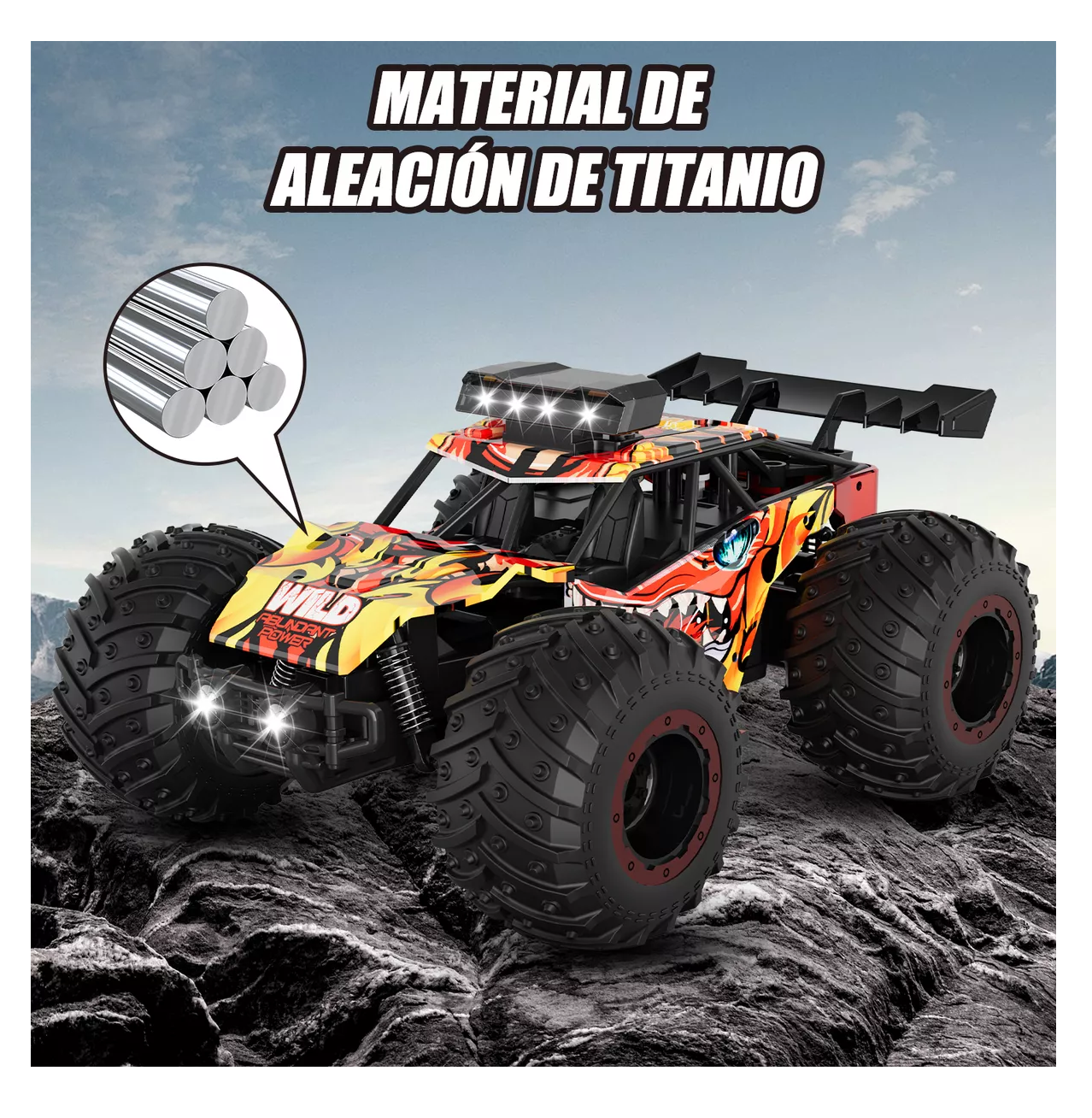 Foto 3 pulgar | Carro Control Remoto Aleación Todoterreno Negro/Rojo + 2 Baterías