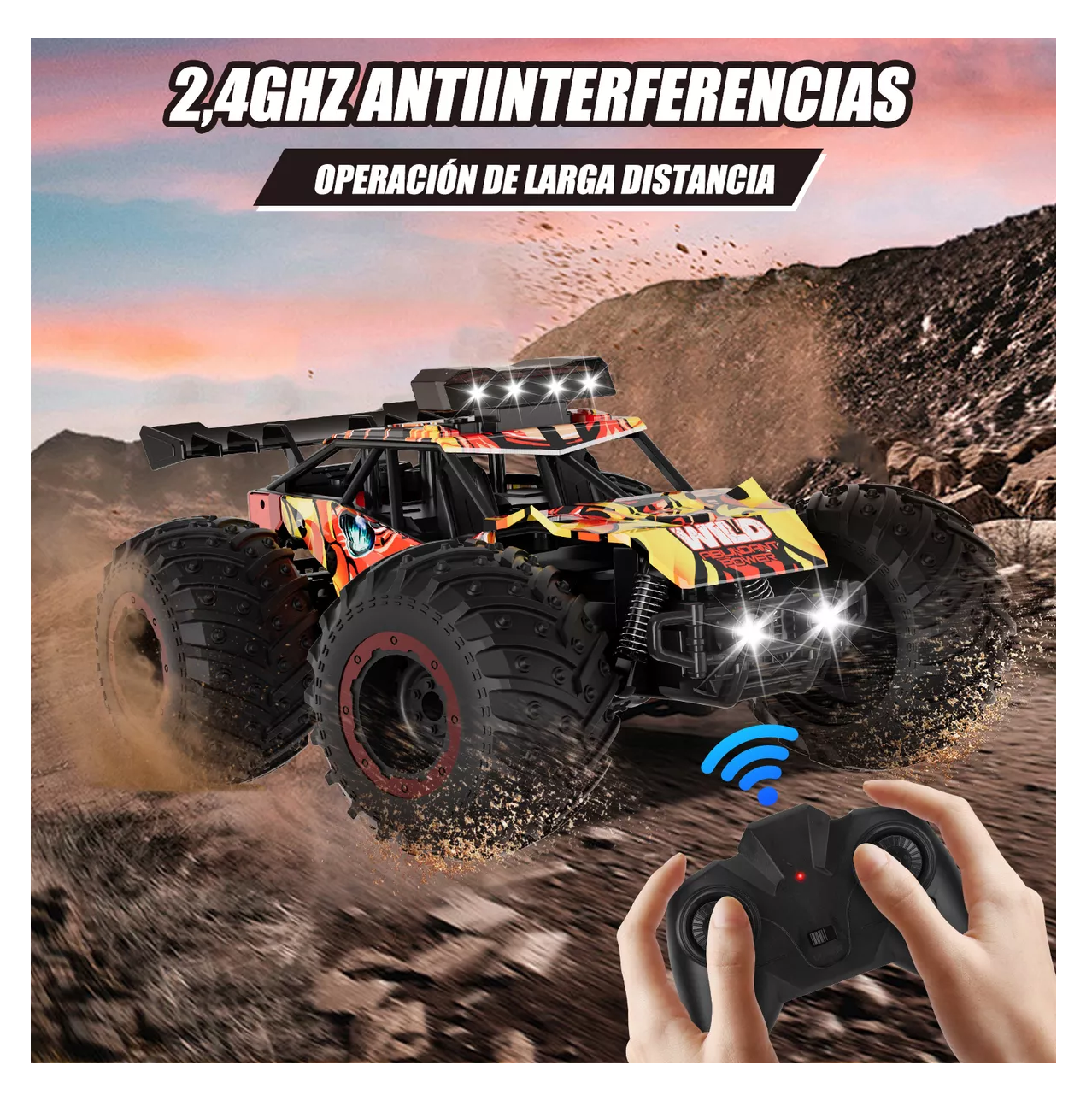 Foto 6 pulgar | Carro Control Remoto Aleación Todoterreno Negro/Rojo + 2 Baterías
