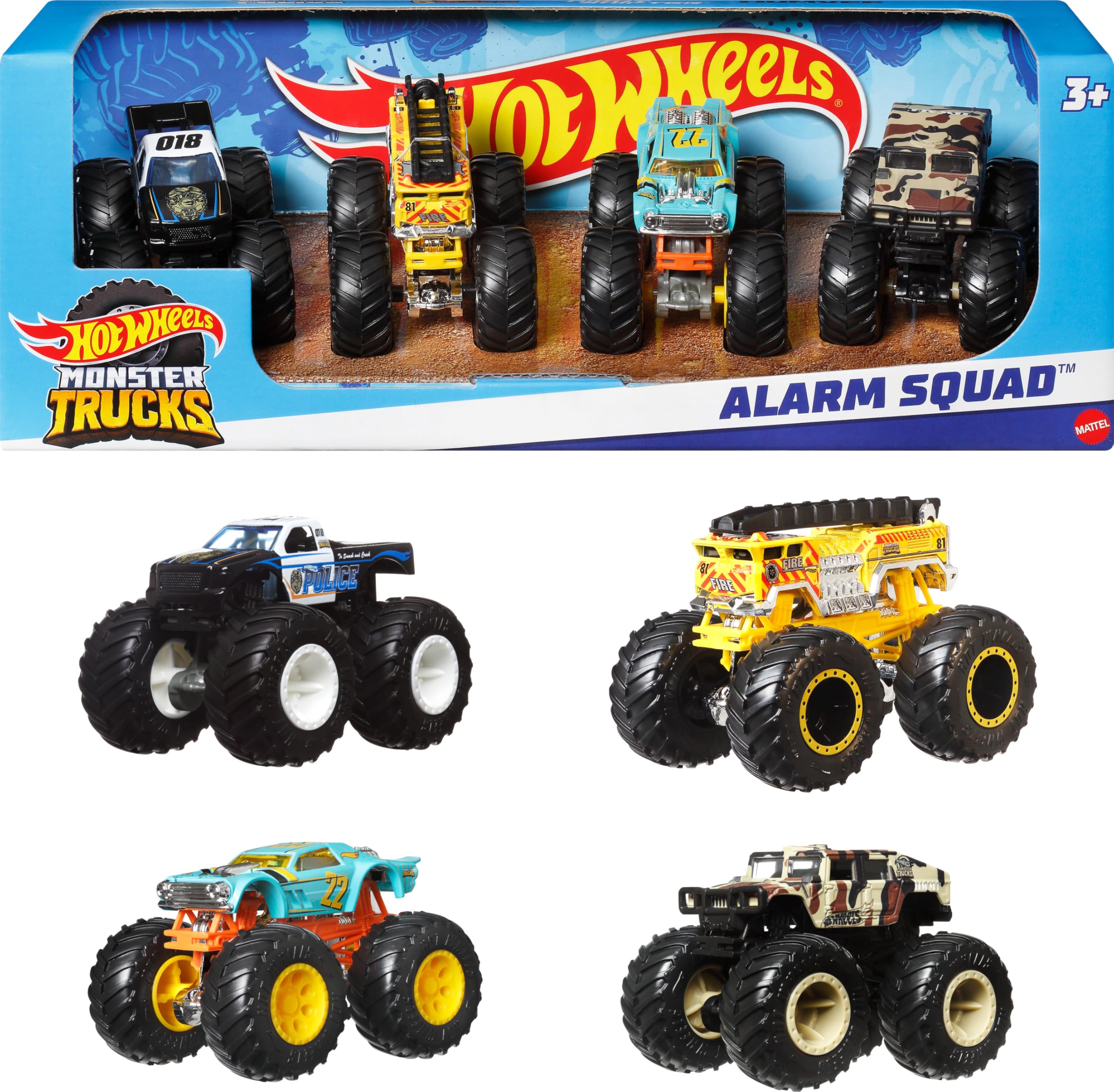 Set Toy Monster Trucks Hot Wheels Alarm Squad Escala 1:64 4-p - Venta Internacional.