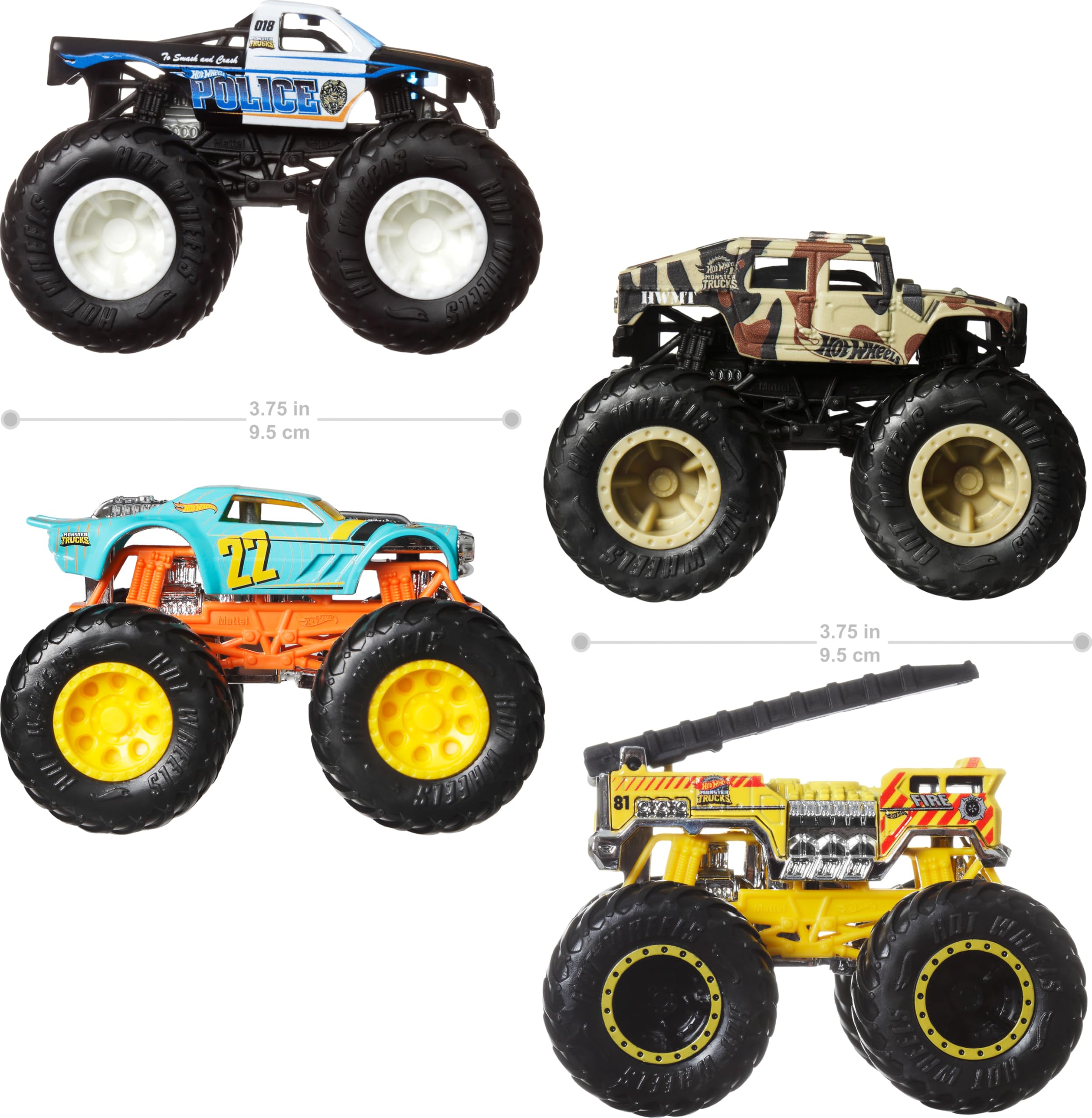 Foto 3 pulgar | Set Toy Monster Trucks Hot Wheels Alarm Squad Escala 1:64 4-p - Venta Internacional.