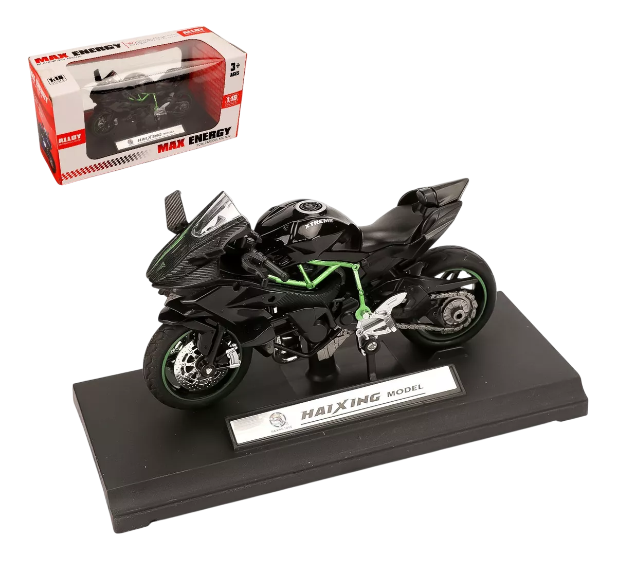 Motocicleta Juguete Escala 1:18 Para Niño, Negro