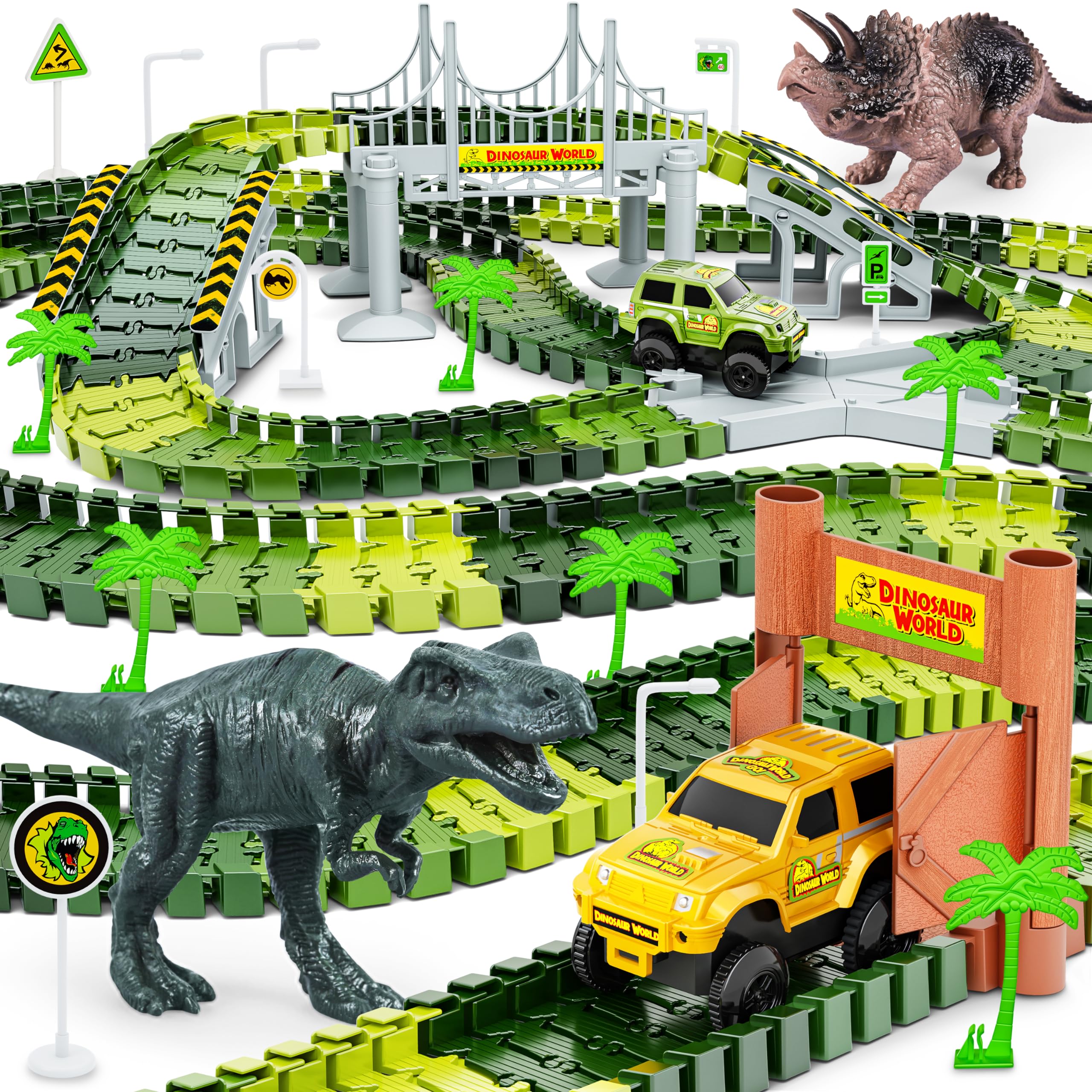Foto 1 | Set De Juguetes Hony Dinosaur Tracks Con Coches De Carreras Y Juguetes De Dinosaurios 27 - Venta Internacional.