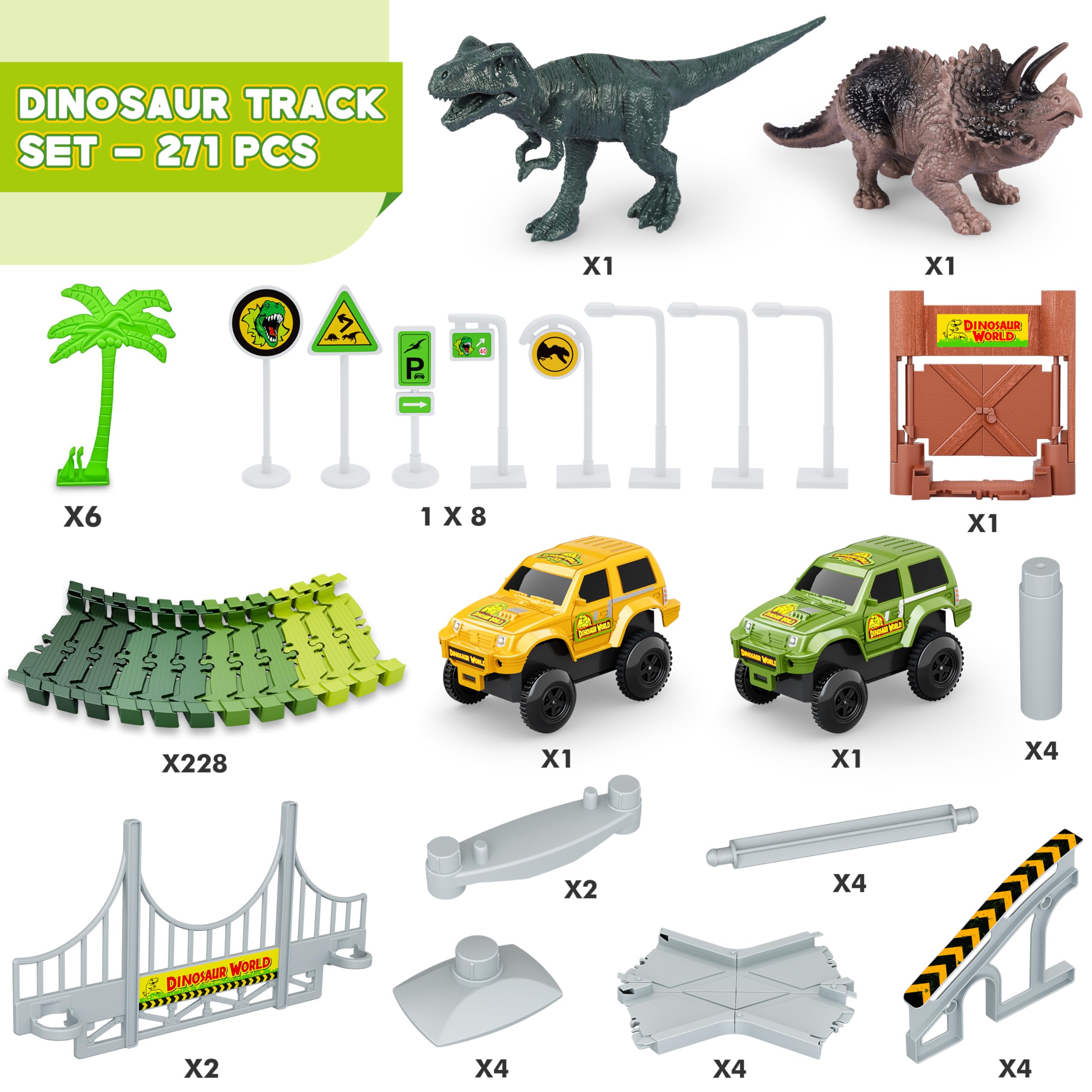 Foto 3 pulgar | Set De Juguetes Hony Dinosaur Tracks Con Coches De Carreras Y Juguetes De Dinosaurios 27 - Venta Internacional.
