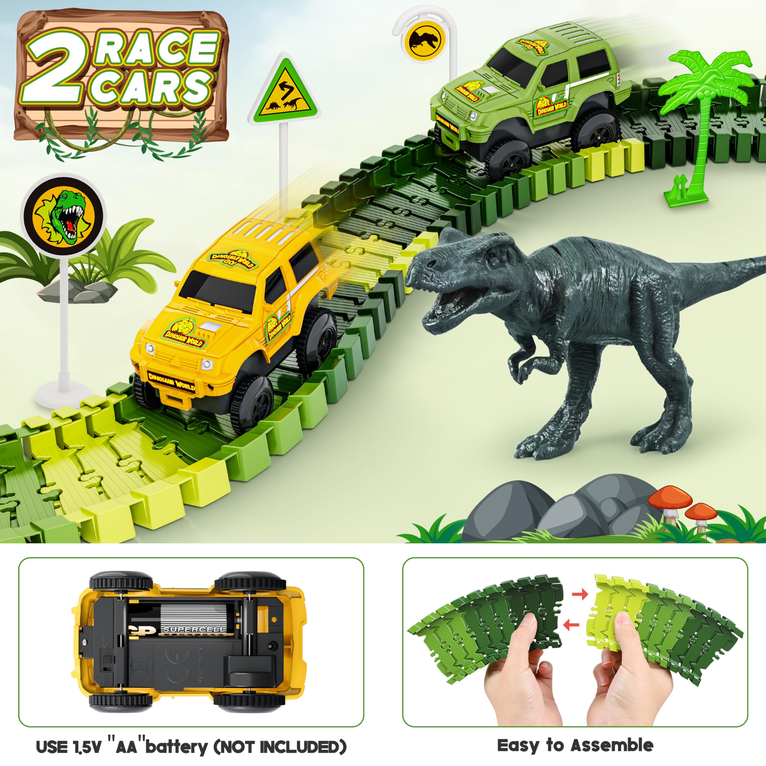 Foto 5 pulgar | Set De Juguetes Hony Dinosaur Tracks Con Coches De Carreras Y Juguetes De Dinosaurios 27 - Venta Internacional.