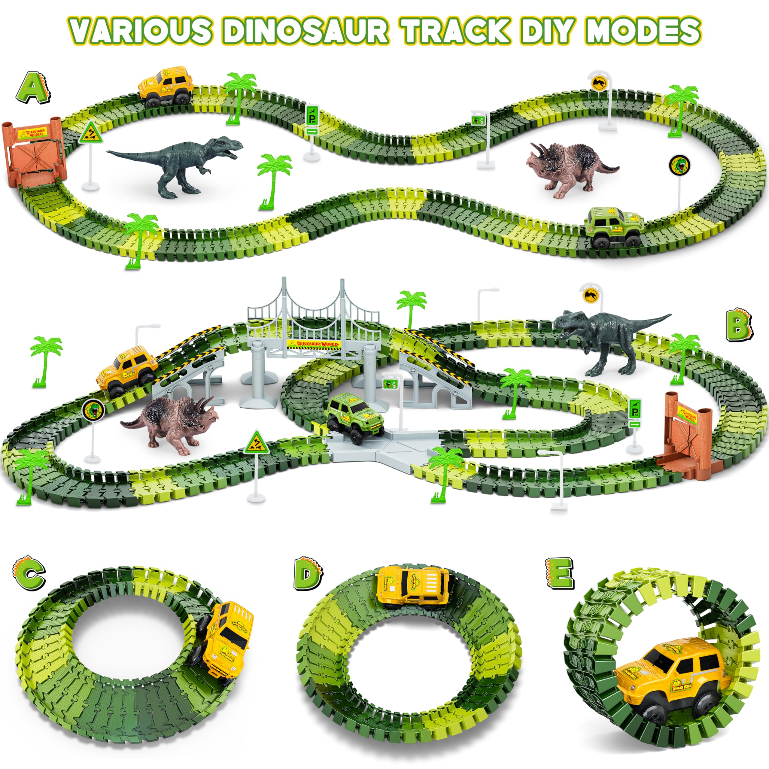 Foto 6 pulgar | Set De Juguetes Hony Dinosaur Tracks Con Coches De Carreras Y Juguetes De Dinosaurios 27 - Venta Internacional.