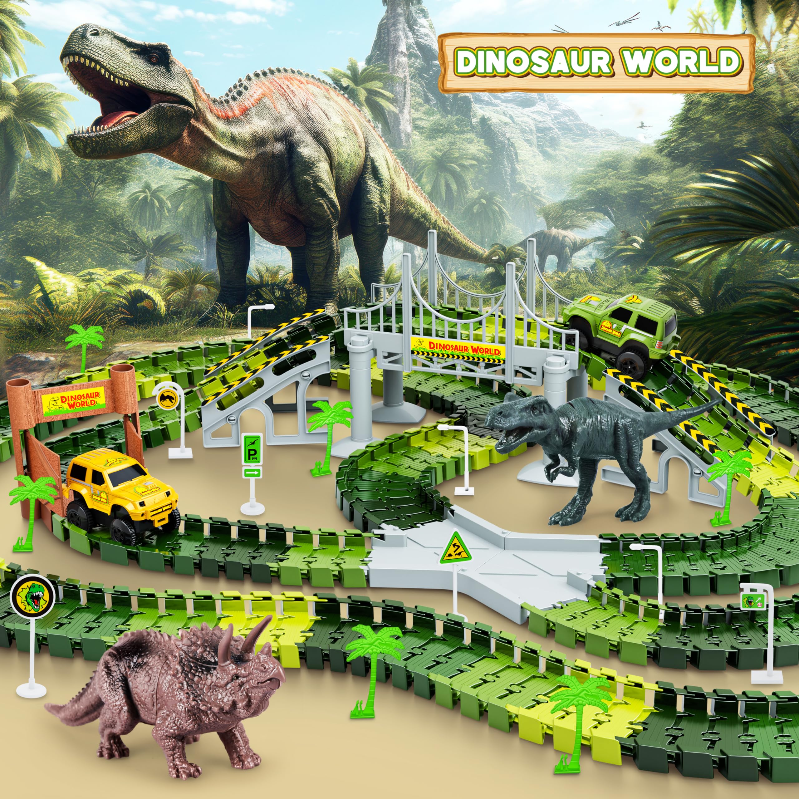 Foto 8 pulgar | Set De Juguetes Hony Dinosaur Tracks Con Coches De Carreras Y Juguetes De Dinosaurios 27 - Venta Internacional.