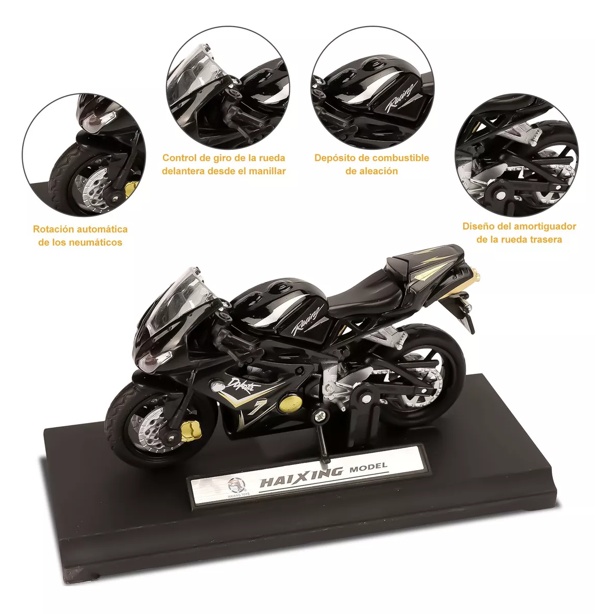 Foto 4 pulgar | Motocicleta De Juguete Para Niño Alear Escala 1:18 Ducati1098s Negro/dorado