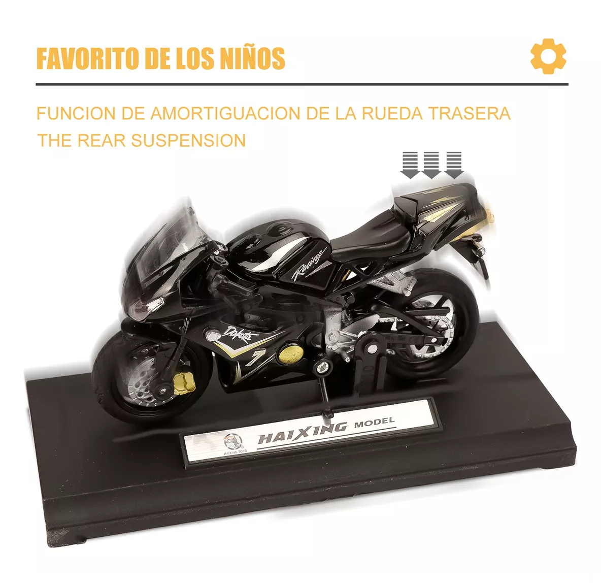 Foto 6 pulgar | Motocicleta De Juguete Para Niño Alear Escala 1:18 Ducati1098s Negro/dorado