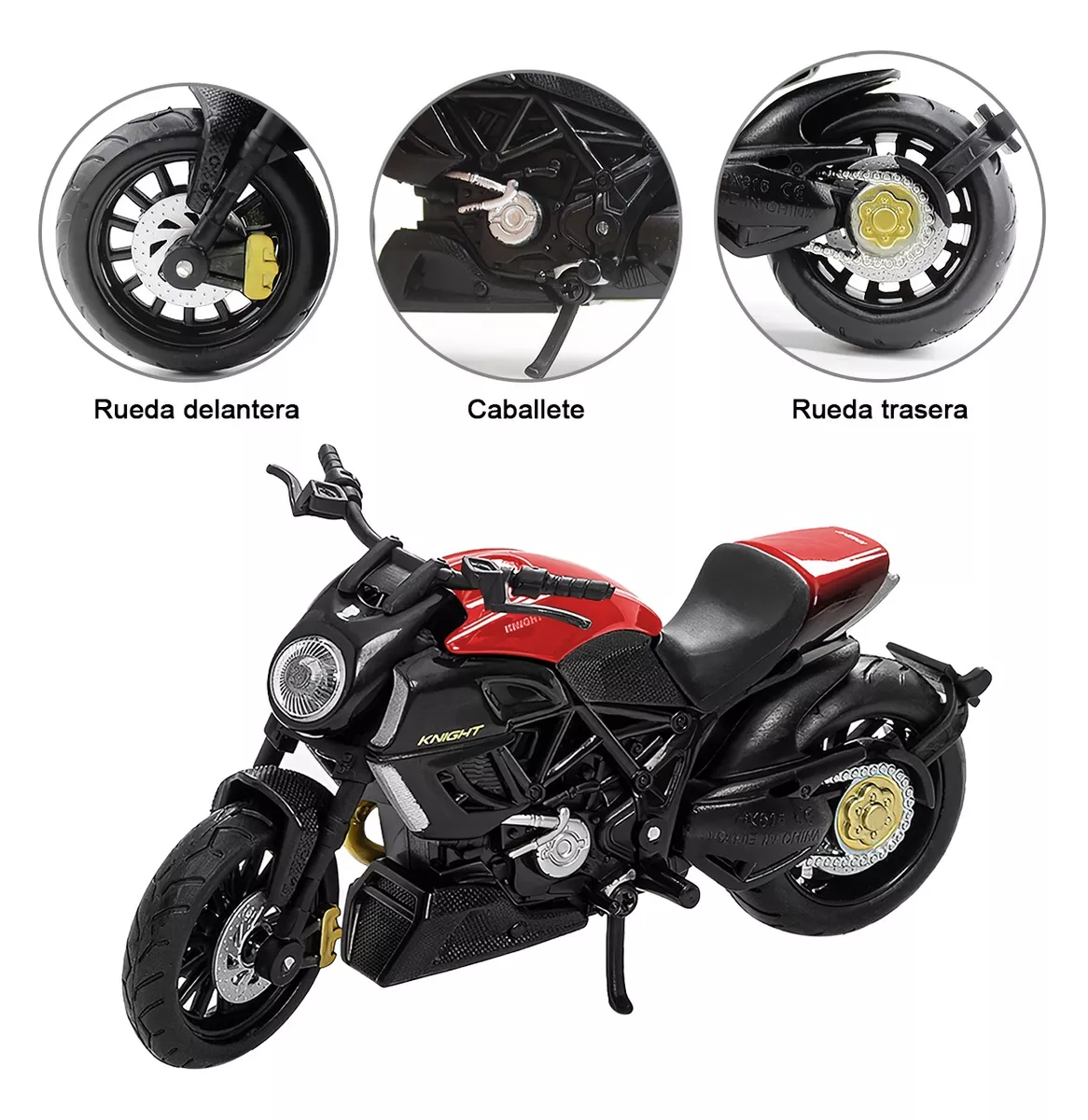 Foto 4 pulgar | Motocicleta De Juguete Para Niño Alear Escala 1:18 Ducati Diavel Rojo