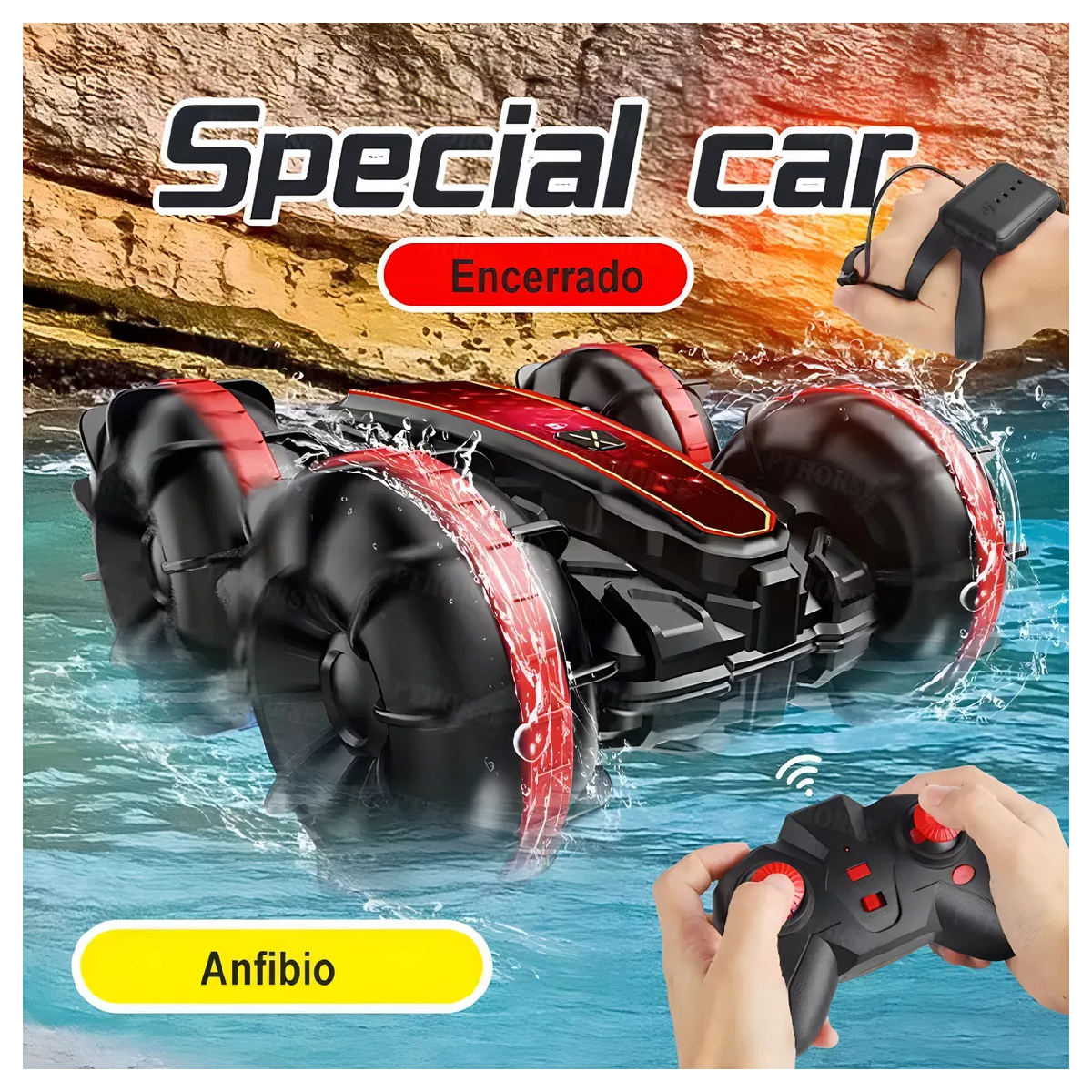 Foto 2 | Coche Anfibio Rc-03j con Doble Lado de Conducción 360° Rojo