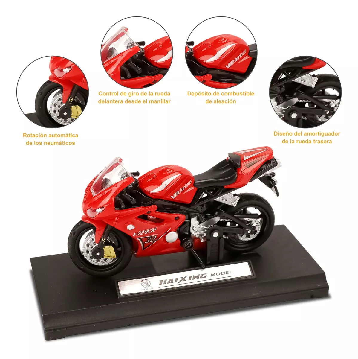 Foto 5 pulgar | Motocicleta de Juguete Alear Escala 1:18 Ducati1098s Roja para Niño