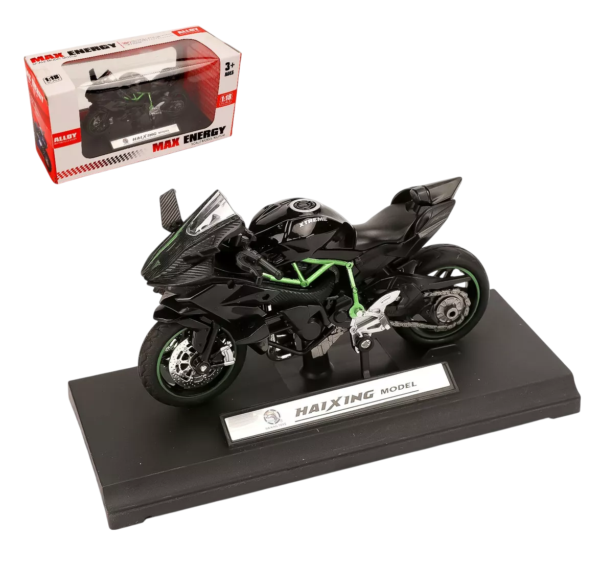 Juguete Motocicleta Para Niño Alear Escala 1:18, Negro