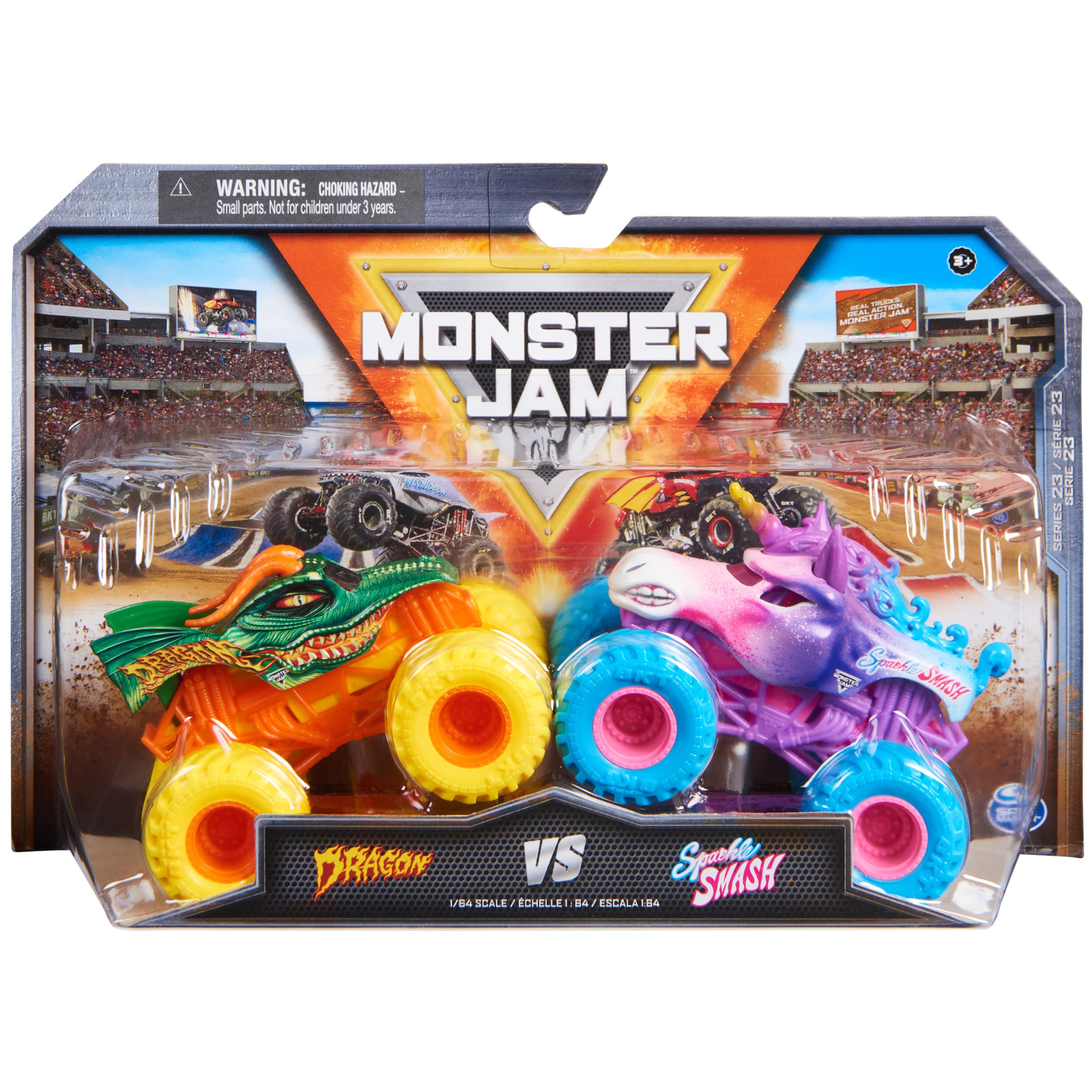 Foto 2 pulgar | Toy Monster Jam Dragon Vs. Camiones Fundidos A Presión Sparkle Smash 1:64 - Venta Internacional.