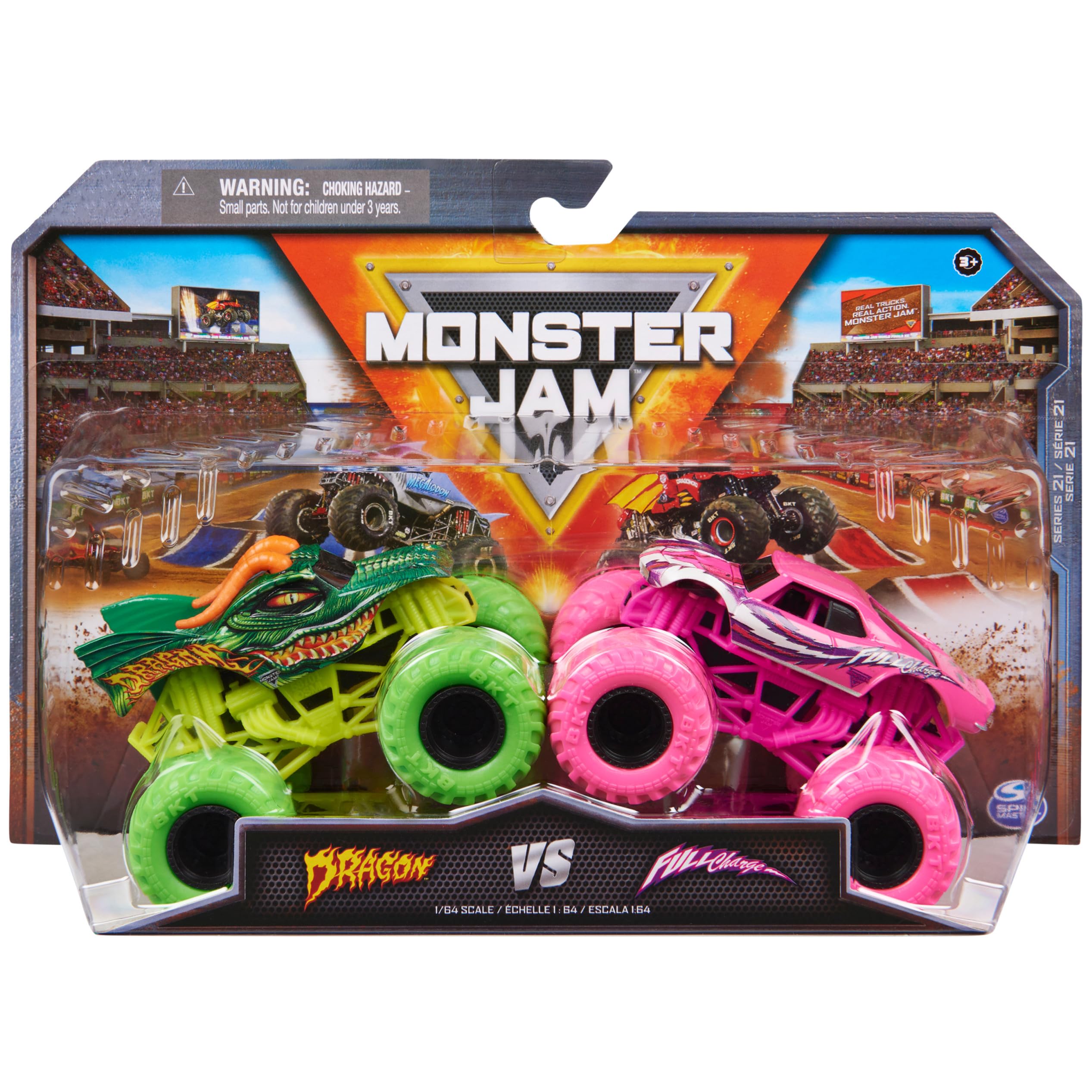 Toy Monster Jam Dragon Vs. Camiones Fundidos A Presión Con Carga Completa 1:64 - Venta Internacional.