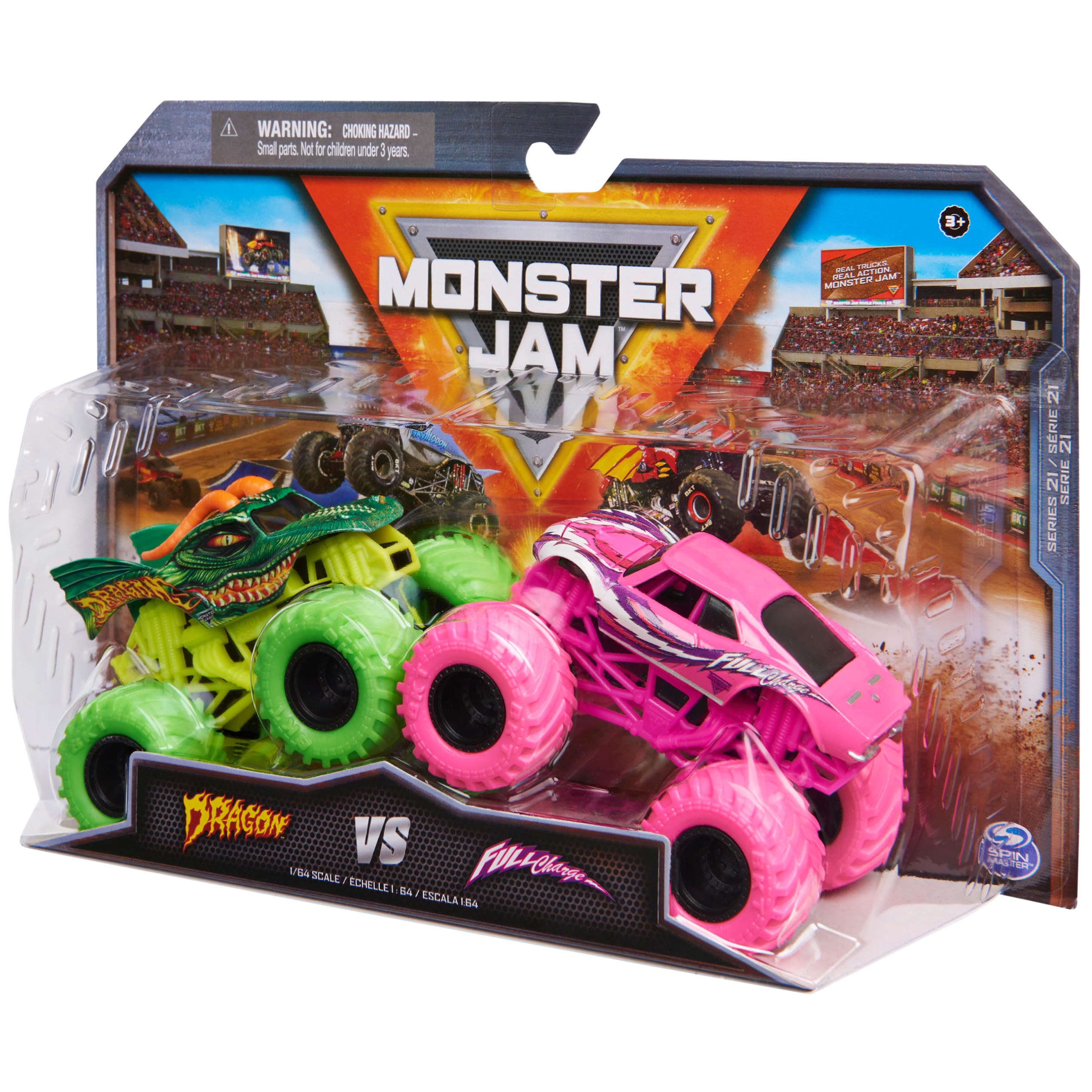 Foto 5 | Toy Monster Jam Dragon Vs. Camiones Fundidos A Presión Con Carga Completa 1:64 - Venta Internacional.
