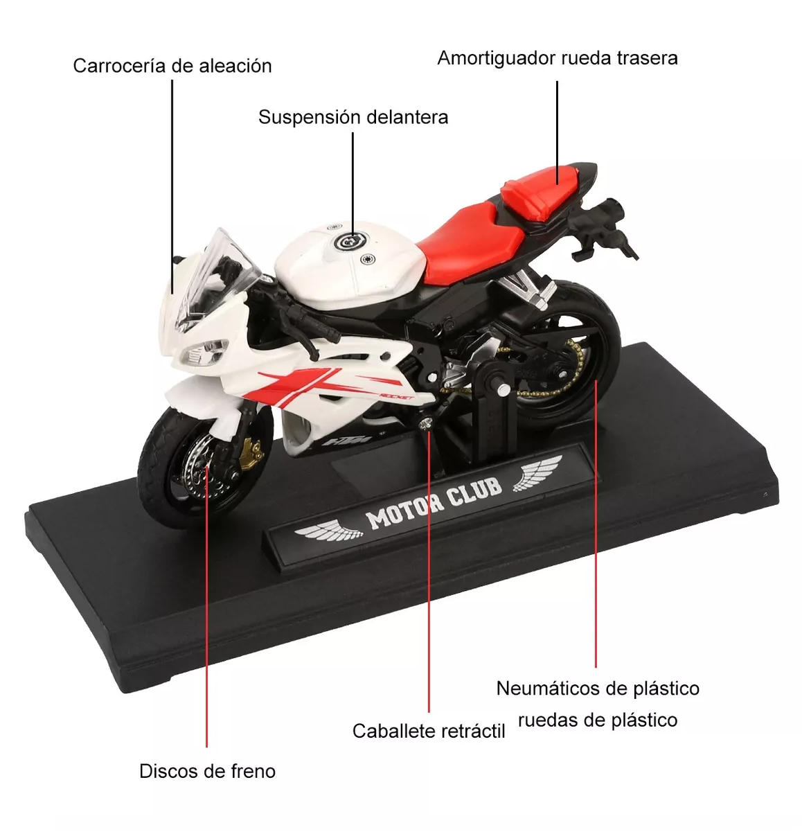 Foto 3 pulgar | Motocicleta De Juguete Para Niño Alear Ducati848 Blanco
