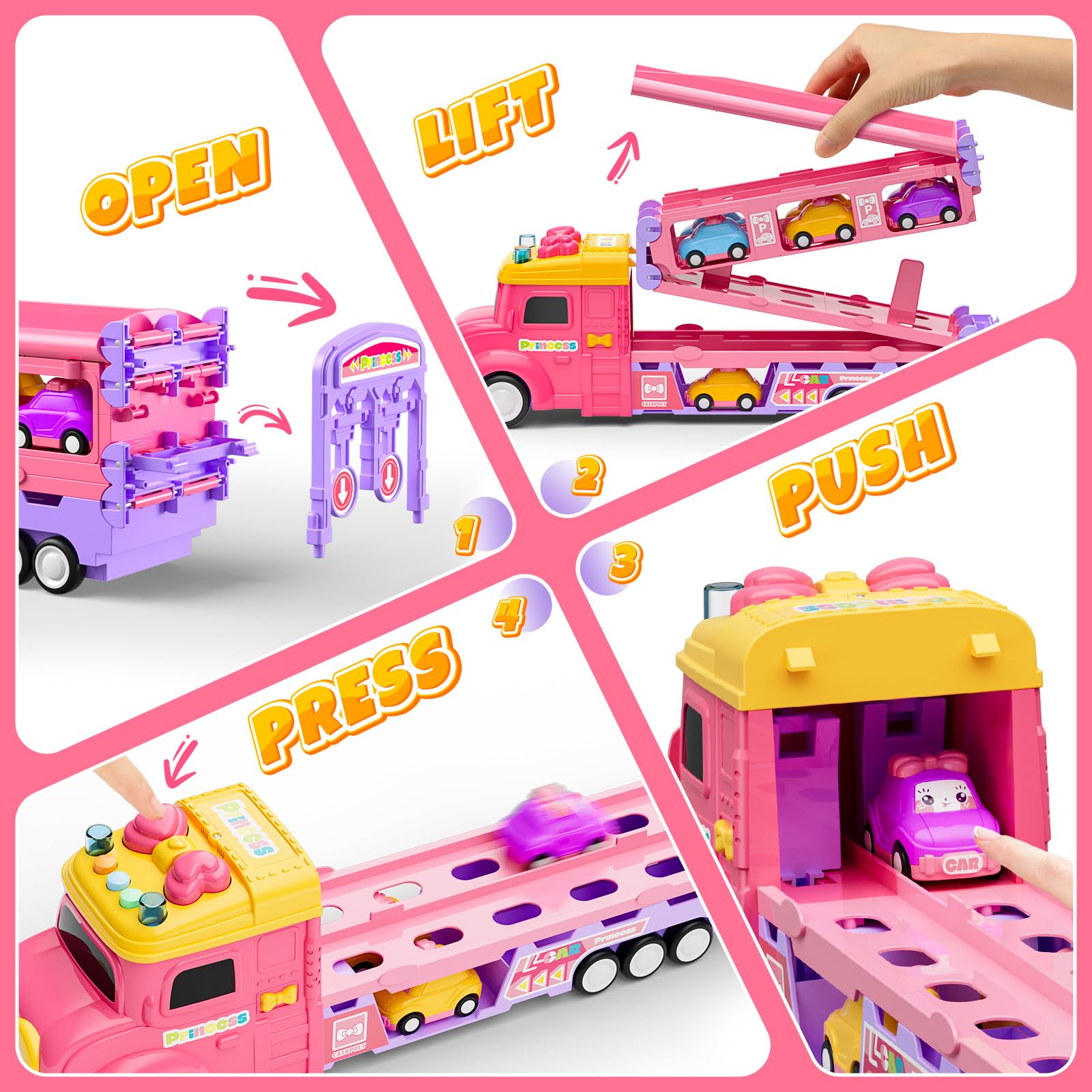 Foto 4 pulgar | Toy Truck Hot Bee, 7 En 1, Plegable, Con Eyección, Luz Y Música - Venta Internacional.