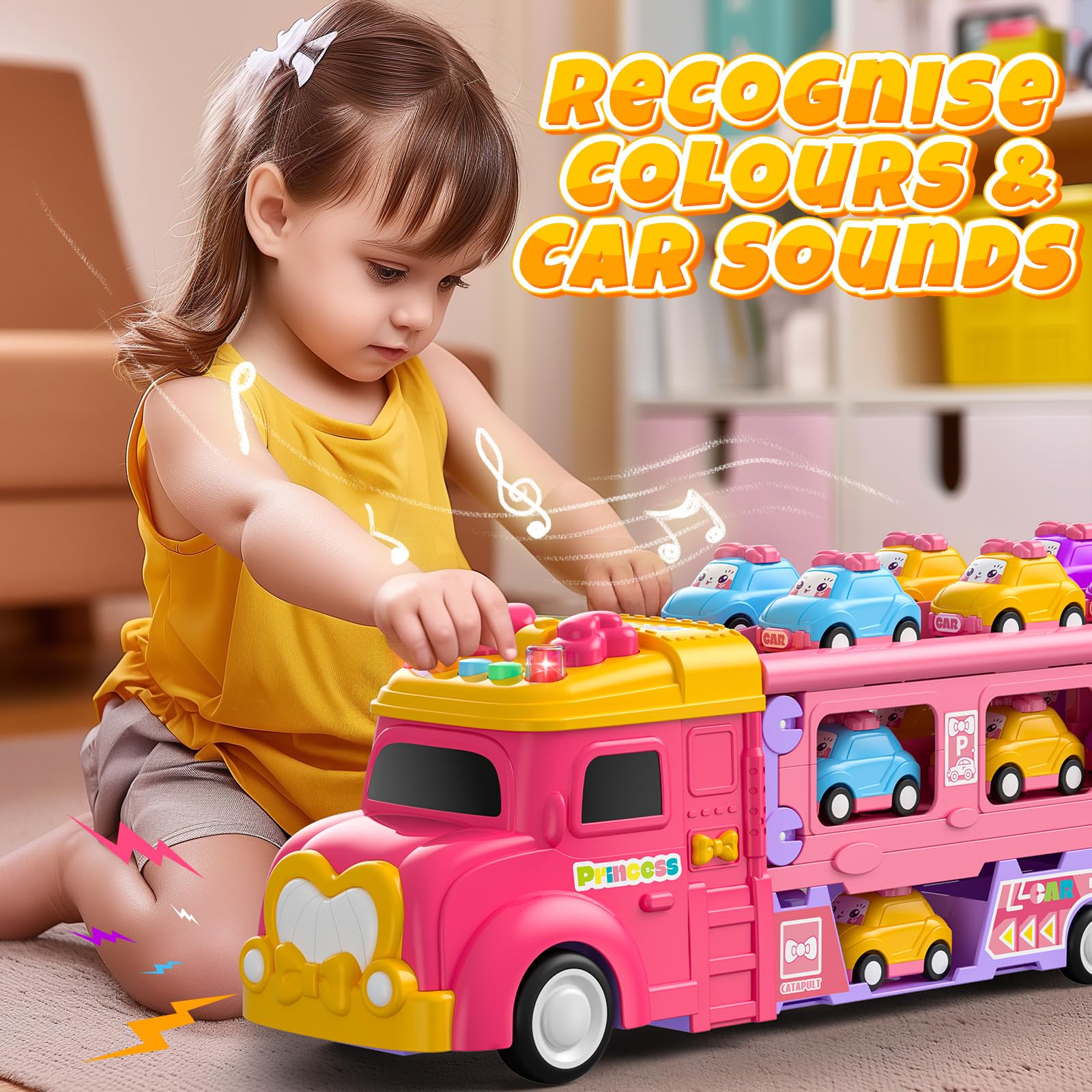 Foto 5 pulgar | Toy Truck Hot Bee, 7 En 1, Plegable, Con Eyección, Luz Y Música - Venta Internacional.