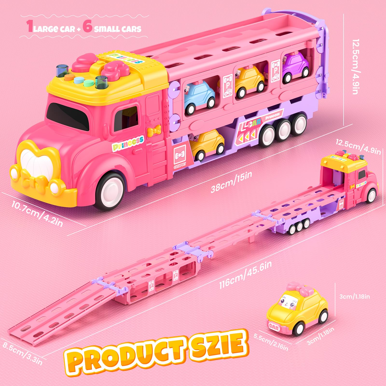Foto 6 pulgar | Toy Truck Hot Bee, 7 En 1, Plegable, Con Eyección, Luz Y Música - Venta Internacional.