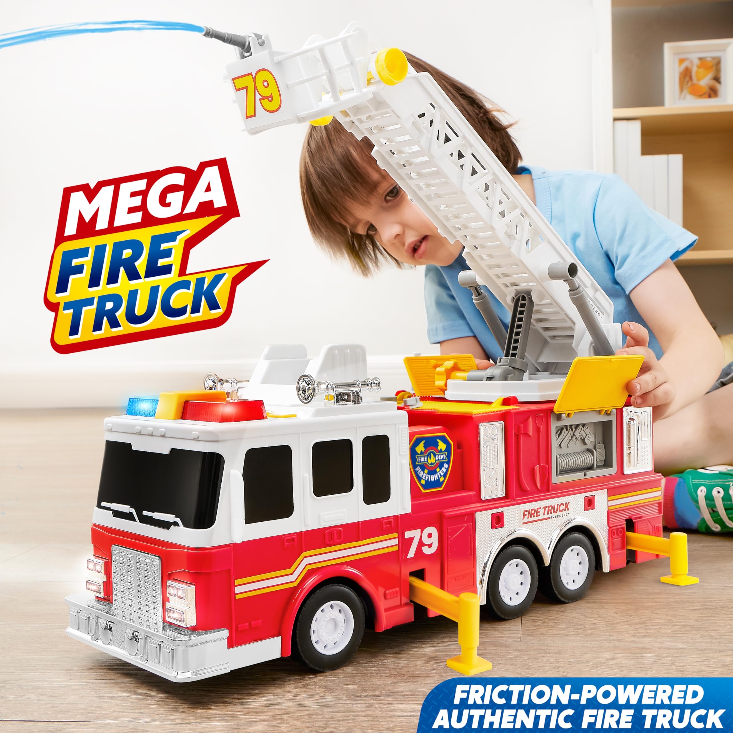 Foto 3 pulgar | Camión De Bomberos Joyin Extra Grande Con Escalera De 33 Pulgadas Para Niños Mayores De 3 Años - Venta Internacional.