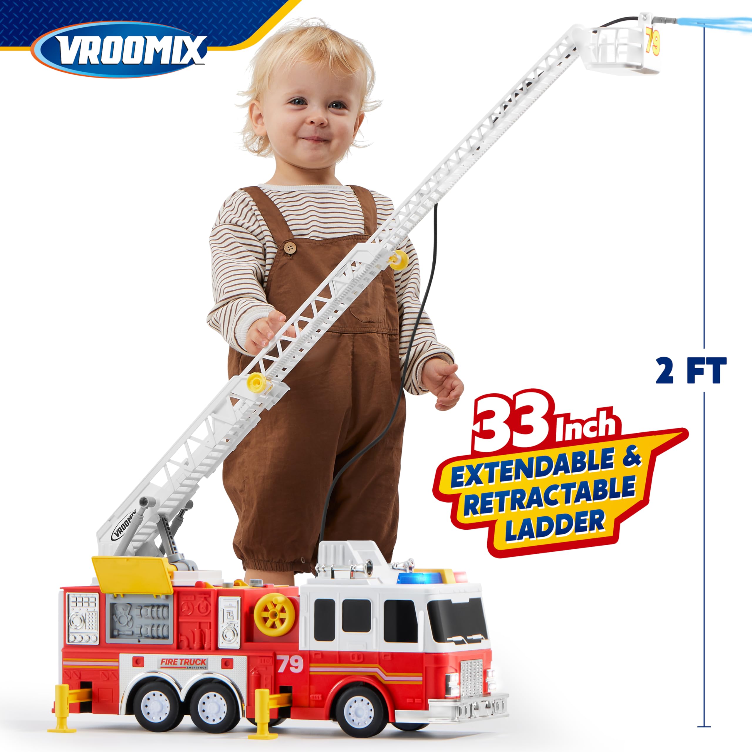 Foto 5 pulgar | Camión De Bomberos Joyin Extra Grande Con Escalera De 33 Pulgadas Para Niños Mayores De 3 Años - Venta Internacional.