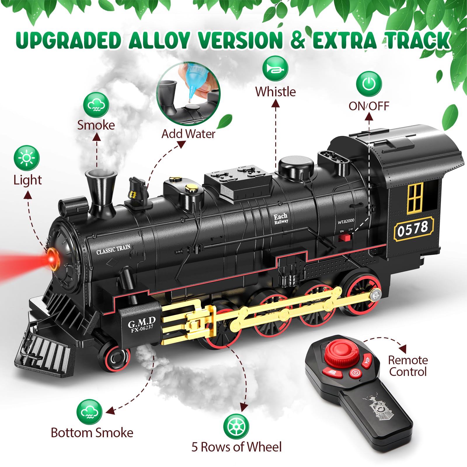 Foto 3 pulgar | Mando A Distancia Train Set Hot Bee Alloy Con Locomotora De Vapor - Venta Internacional.