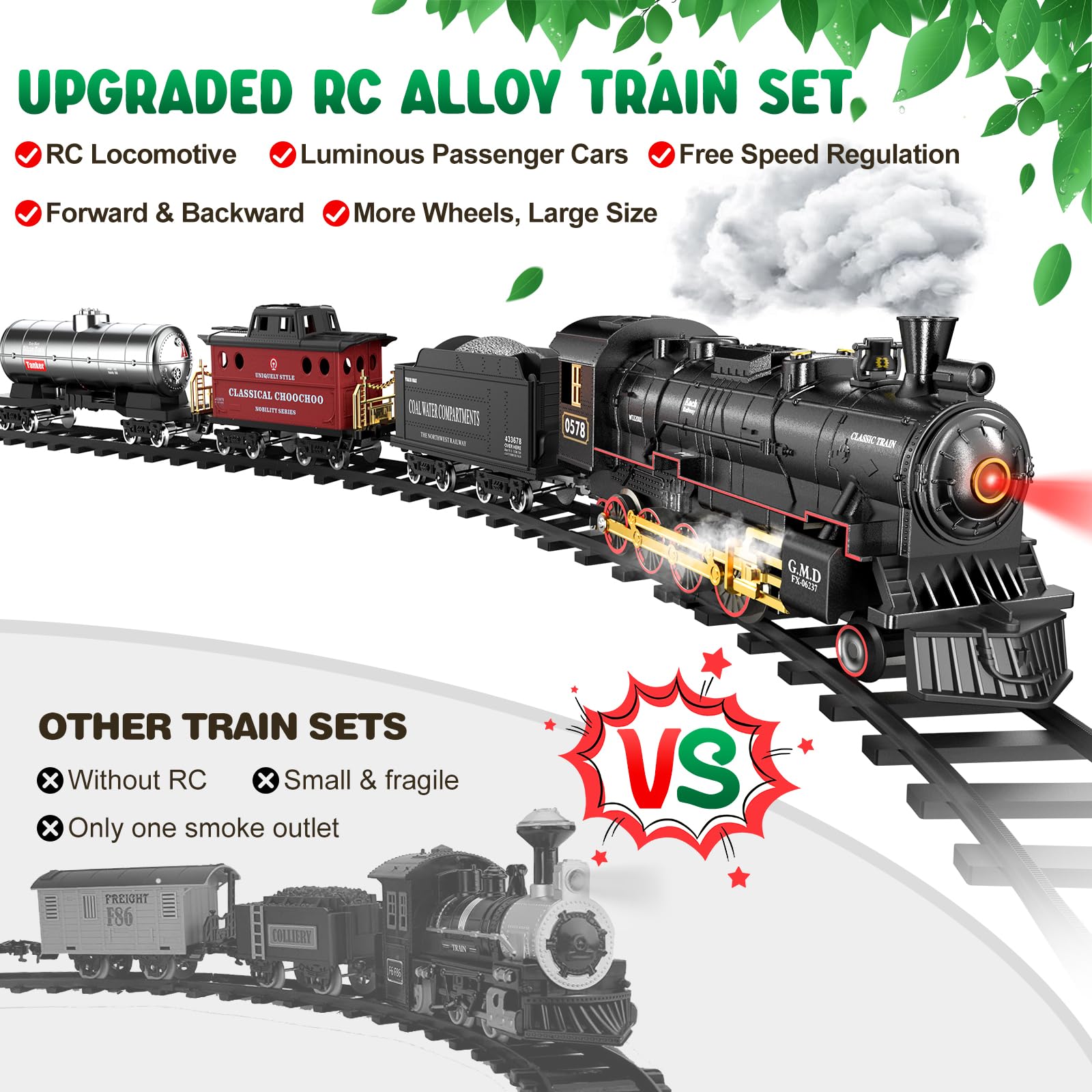 Foto 4 pulgar | Mando A Distancia Train Set Hot Bee Alloy Con Locomotora De Vapor - Venta Internacional.
