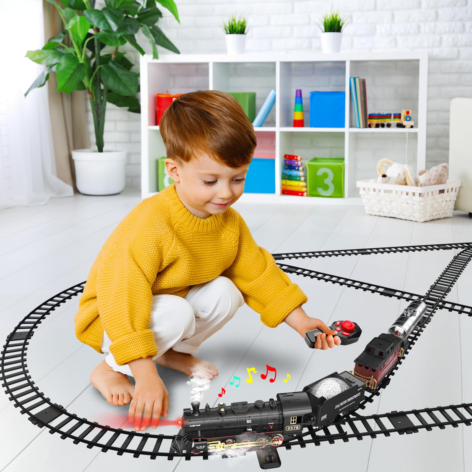 Foto 5 pulgar | Mando A Distancia Train Set Hot Bee Alloy Con Locomotora De Vapor - Venta Internacional.