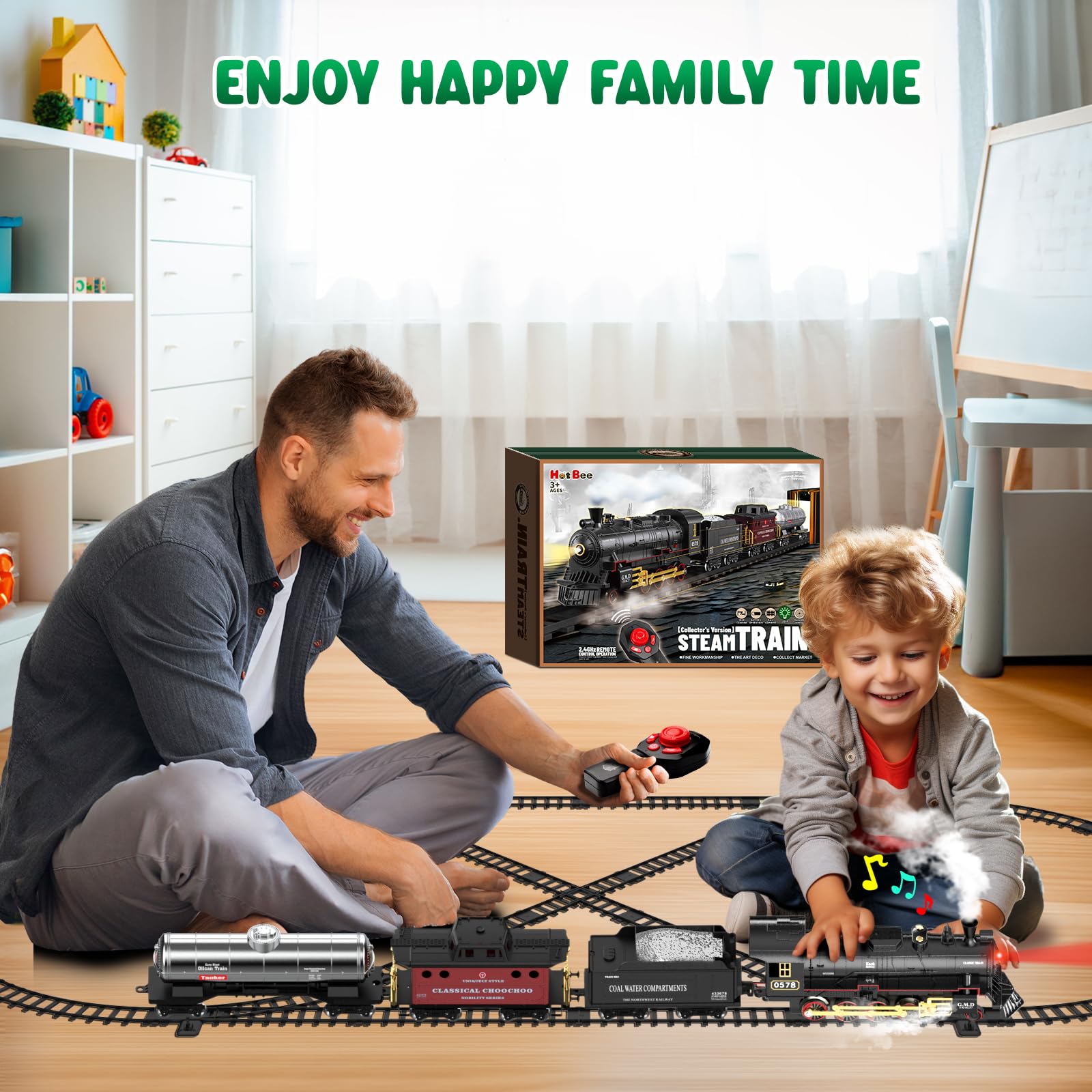 Foto 6 pulgar | Mando A Distancia Train Set Hot Bee Alloy Con Locomotora De Vapor - Venta Internacional.