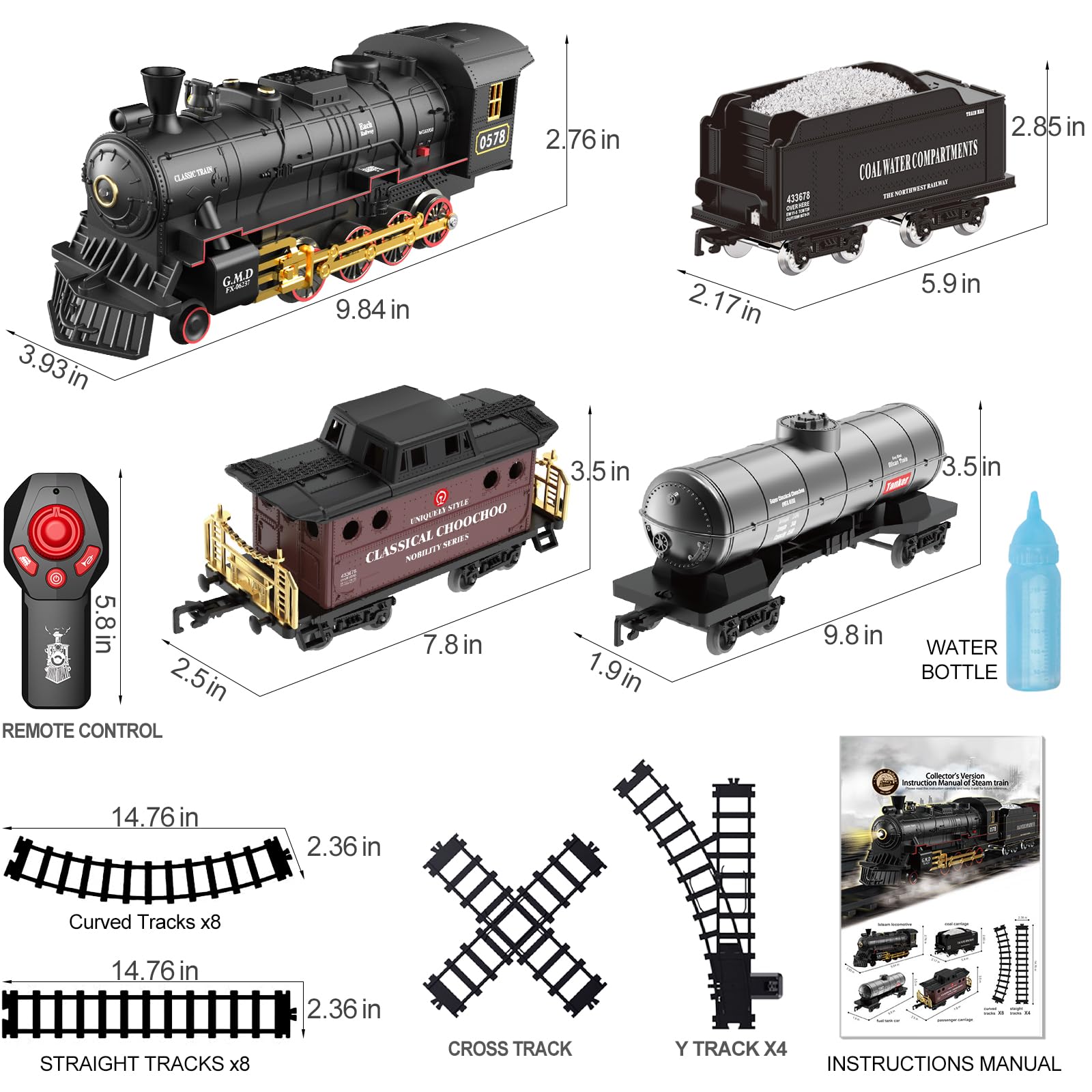 Foto 8 pulgar | Mando A Distancia Train Set Hot Bee Alloy Con Locomotora De Vapor - Venta Internacional.