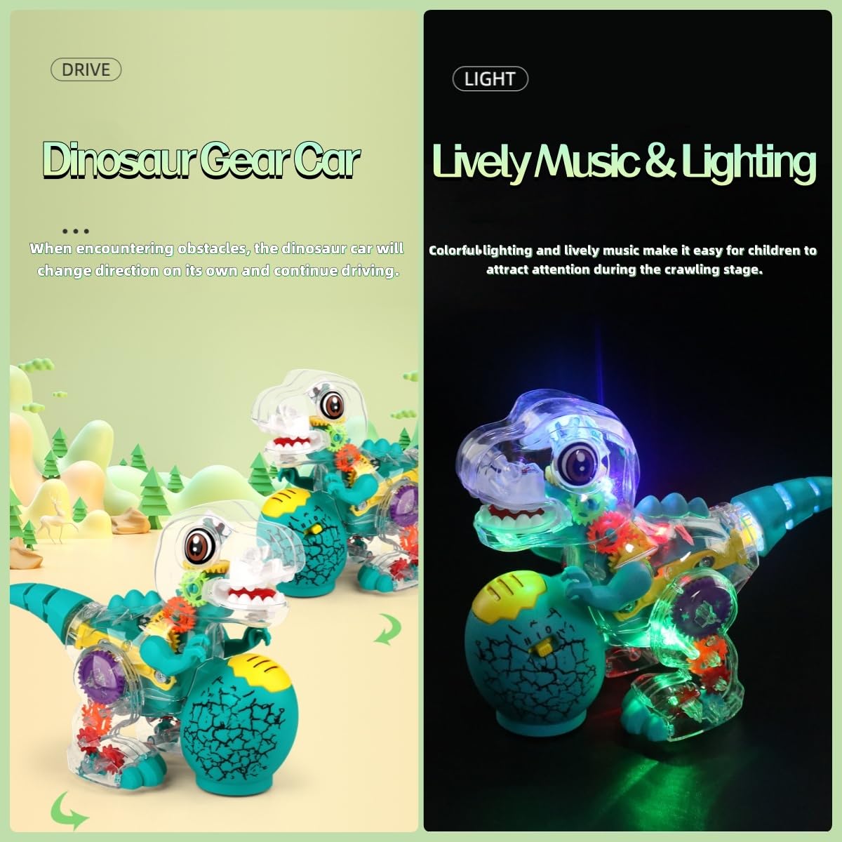 Foto 4 pulgar | Juguete De Dinosaurio Zhfuys Iluminado Y Transparente Para Niños - Venta Internacional.