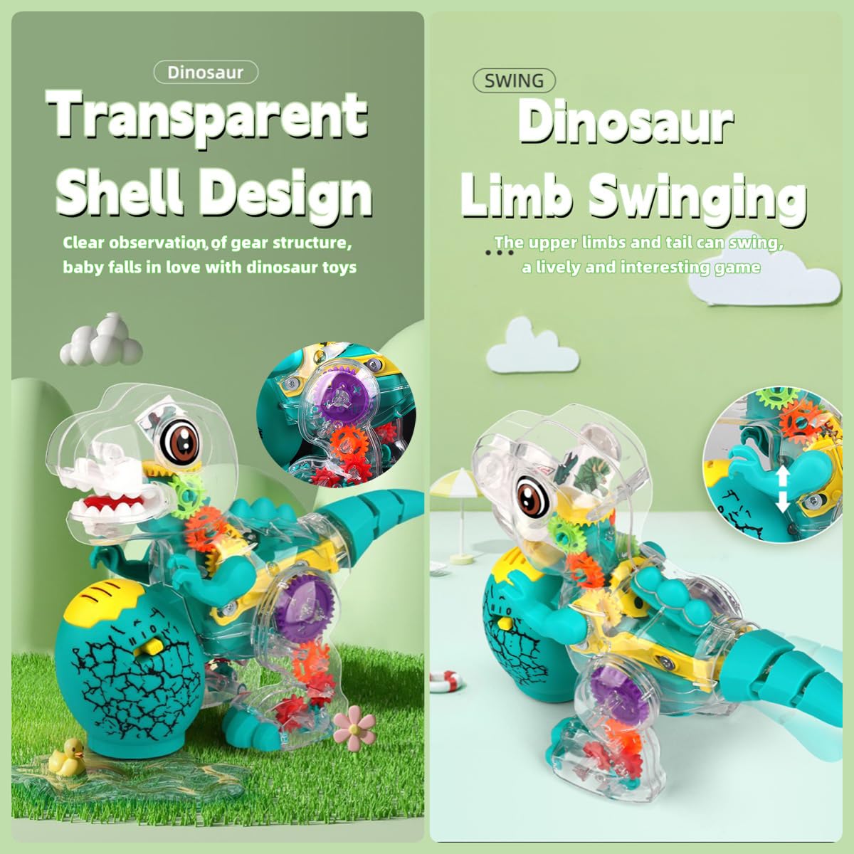 Foto 5 pulgar | Juguete De Dinosaurio Zhfuys Iluminado Y Transparente Para Niños - Venta Internacional.