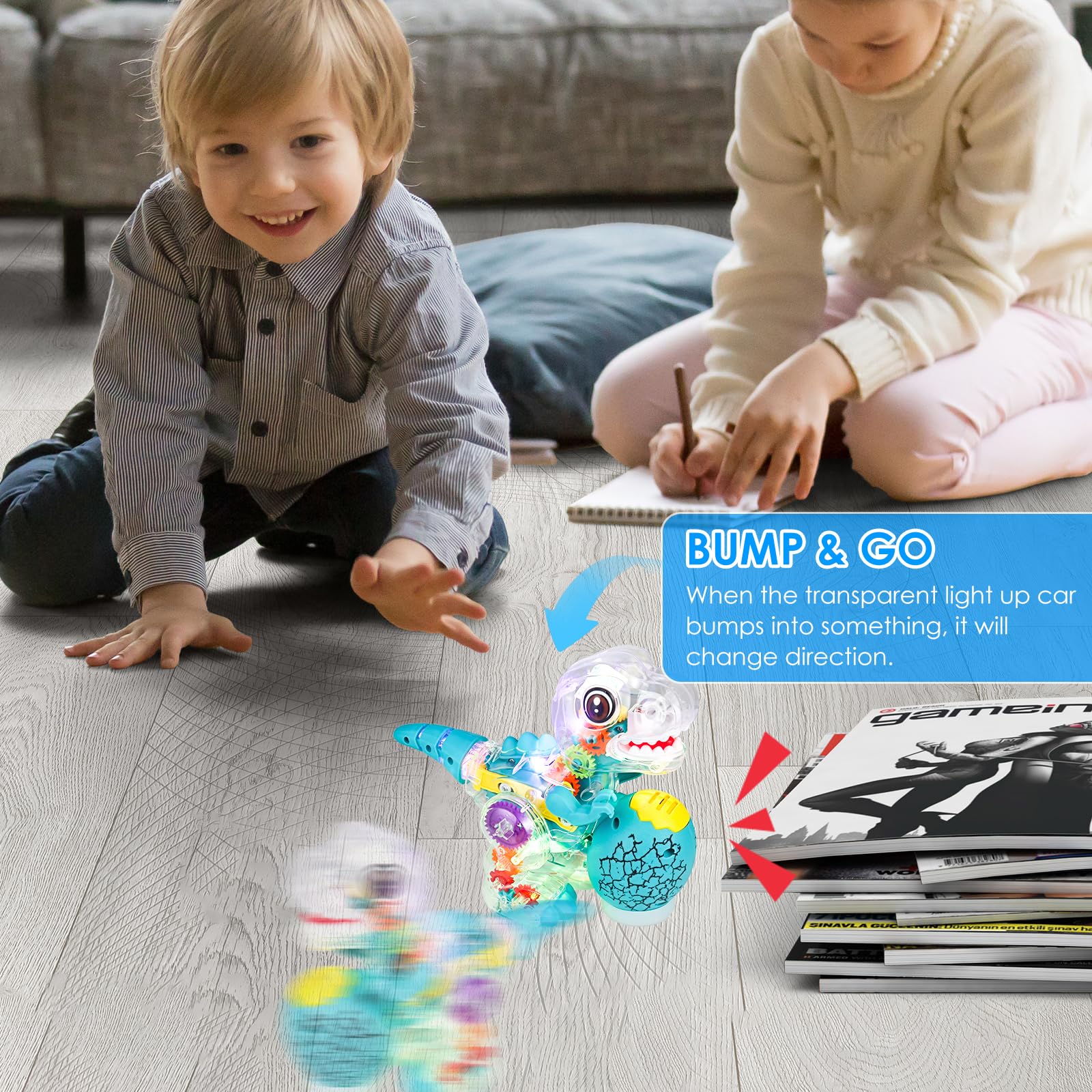 Foto 8 pulgar | Juguete De Dinosaurio Zhfuys Iluminado Y Transparente Para Niños - Venta Internacional.