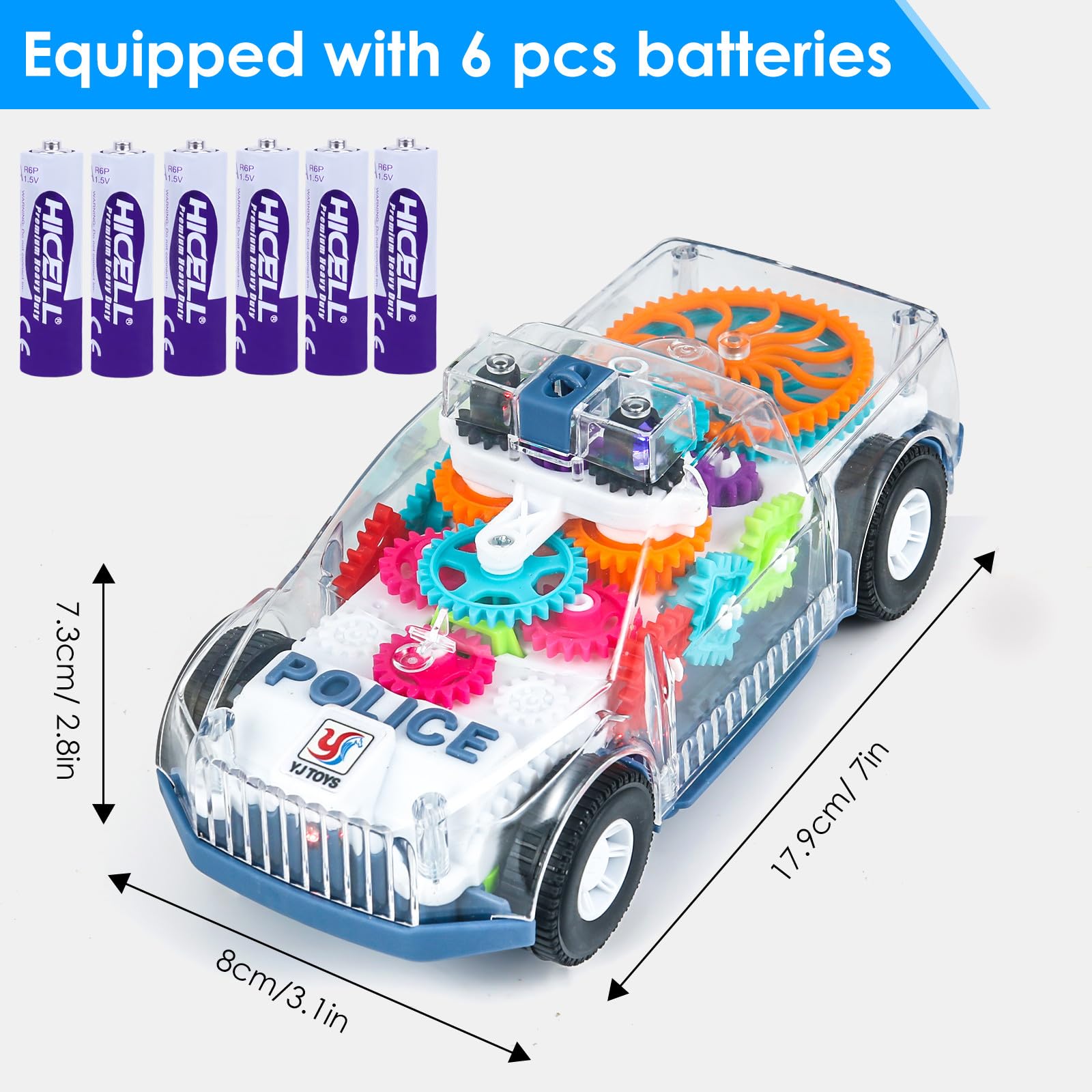 Foto 3 pulgar | Coche De Policía De Juguete Zhfuys Transparente Con Luz Y Música Para Niños  - Venta Internacional.