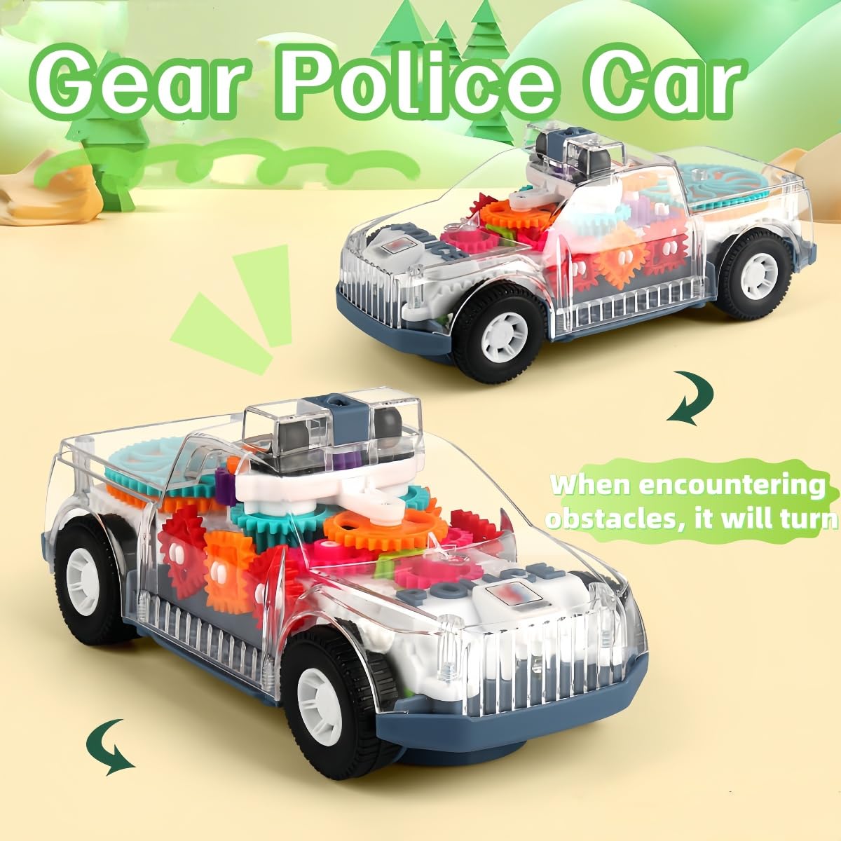 Foto 8 pulgar | Coche De Policía De Juguete Zhfuys Transparente Con Luz Y Música Para Niños  - Venta Internacional.