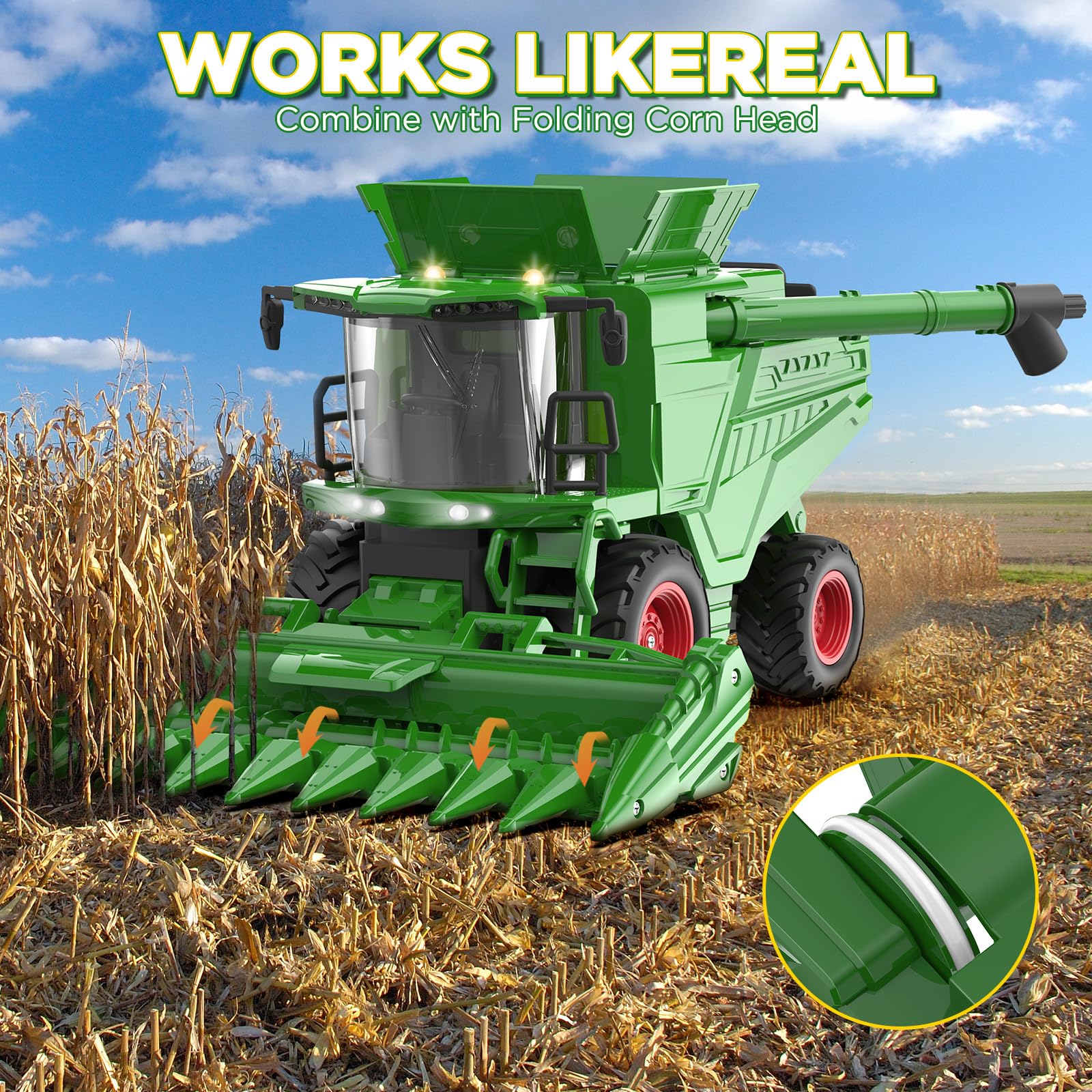 Foto 4 pulgar | Tractor Cosechador Combinado Con Control Remoto De Juguete Uarzt 2025 - Venta Internacional.