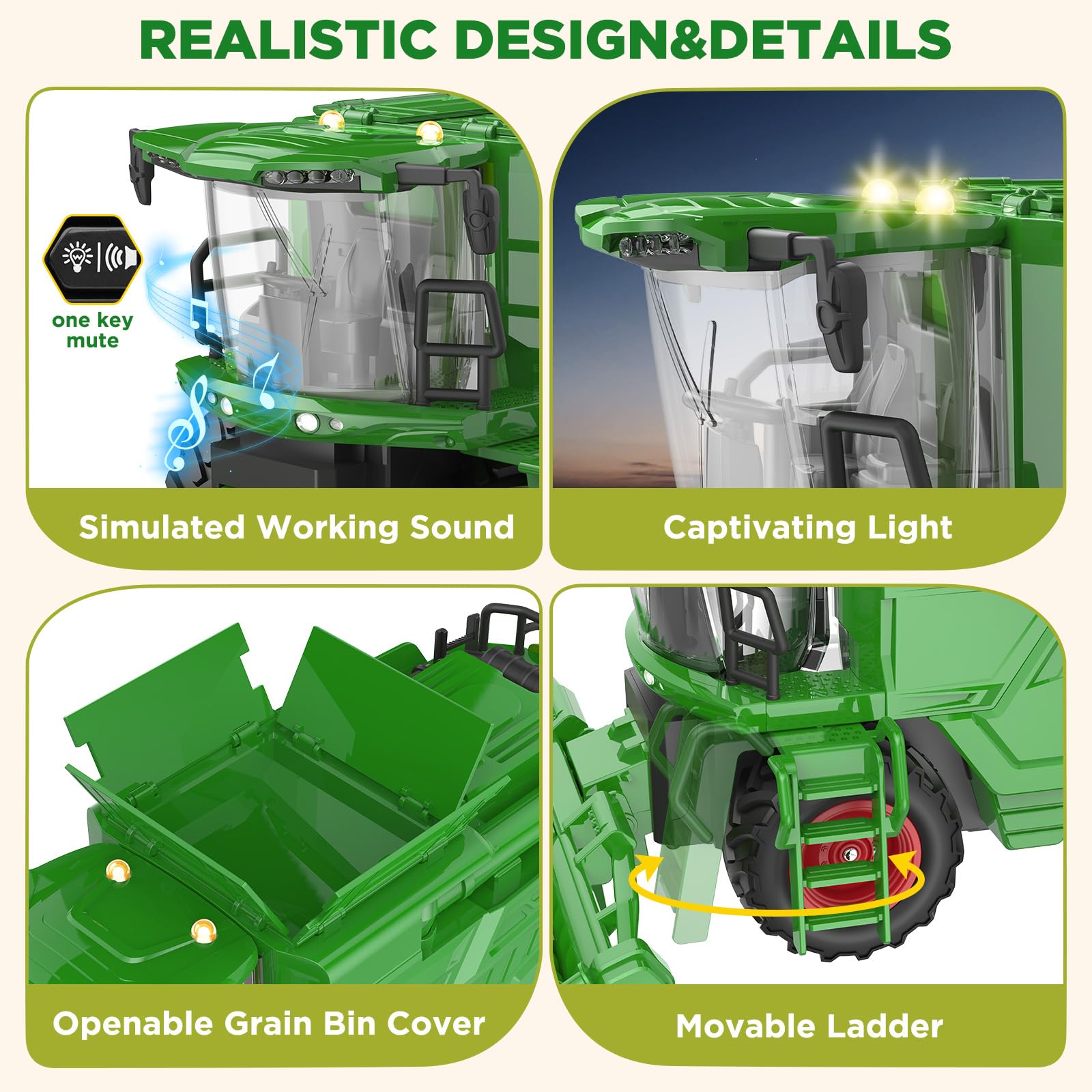 Foto 7 pulgar | Tractor Cosechador Combinado Con Control Remoto De Juguete Uarzt 2025 - Venta Internacional.