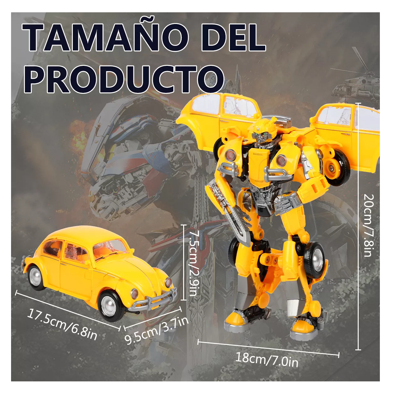 Foto 5 pulgar | Juguete Para Niños Con Coche Robot Transformador De Aleación Amarillo