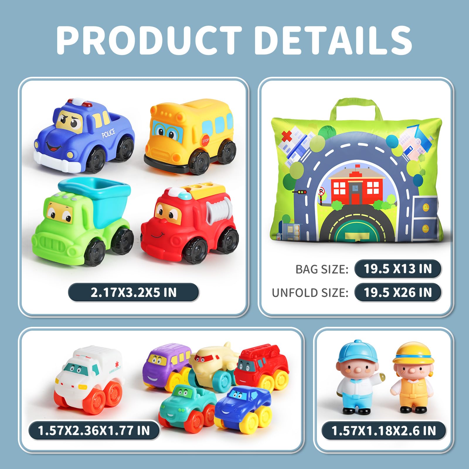 Foto 7 pulgar | Juego De Juguetes Para Coche Alasou, 12 Piezas De Goma Blanda Para 1 A 2 Años Con Juego - Venta Internacional.