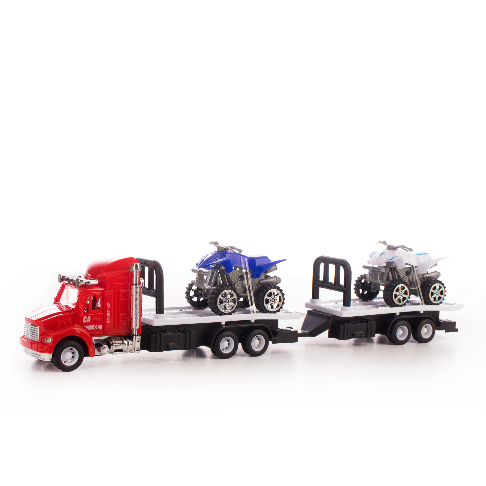 Juguete Trailer Friccion Plastico 2 Carros Metalicos Colores | 2 Trailers