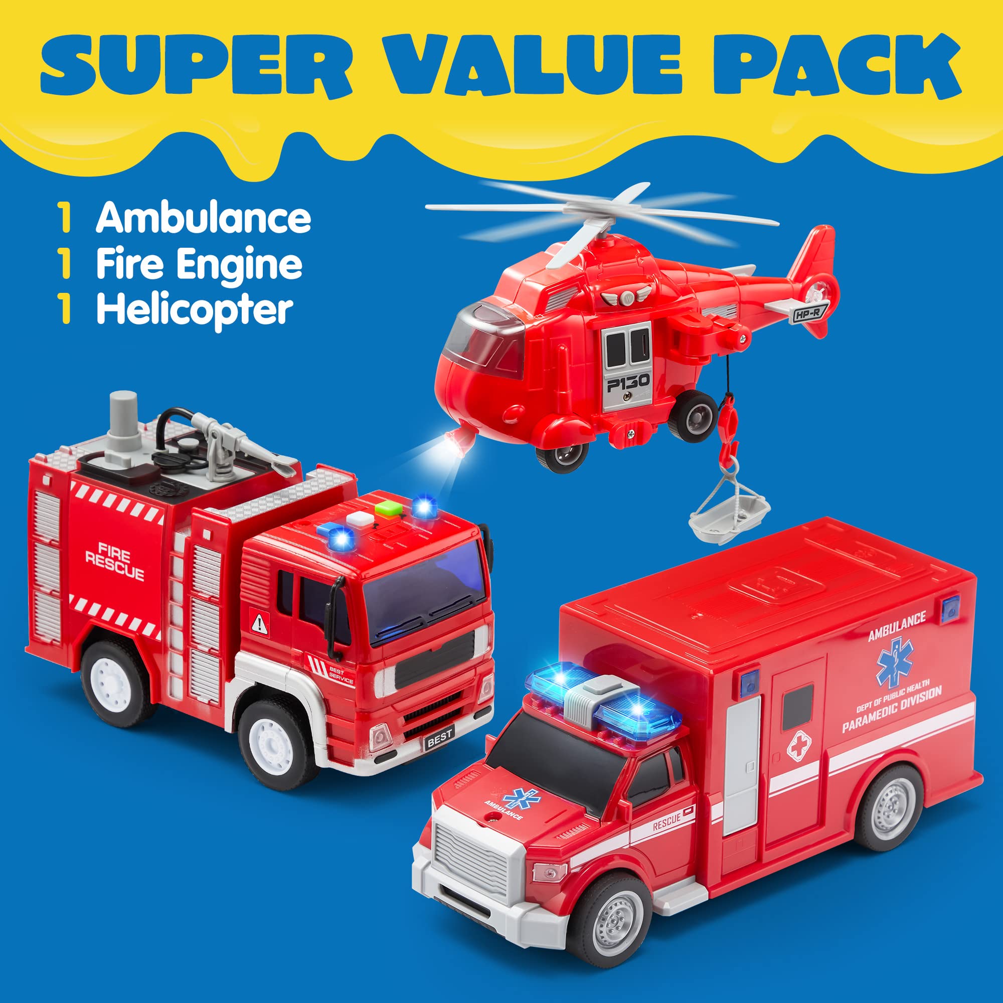 Foto 3 pulgar | Camión De Bomberos De Juguete Joyin Para Niños Pequeños Con Luces Y Sonidos - Venta Internacional.