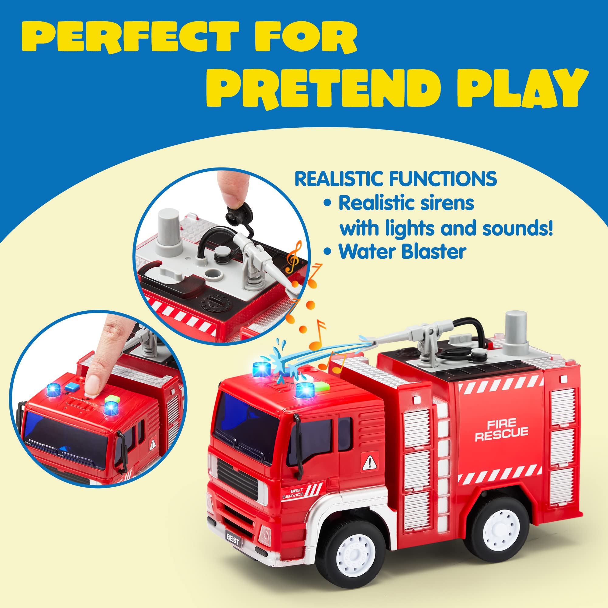 Foto 4 pulgar | Camión De Bomberos De Juguete Joyin Para Niños Pequeños Con Luces Y Sonidos - Venta Internacional.