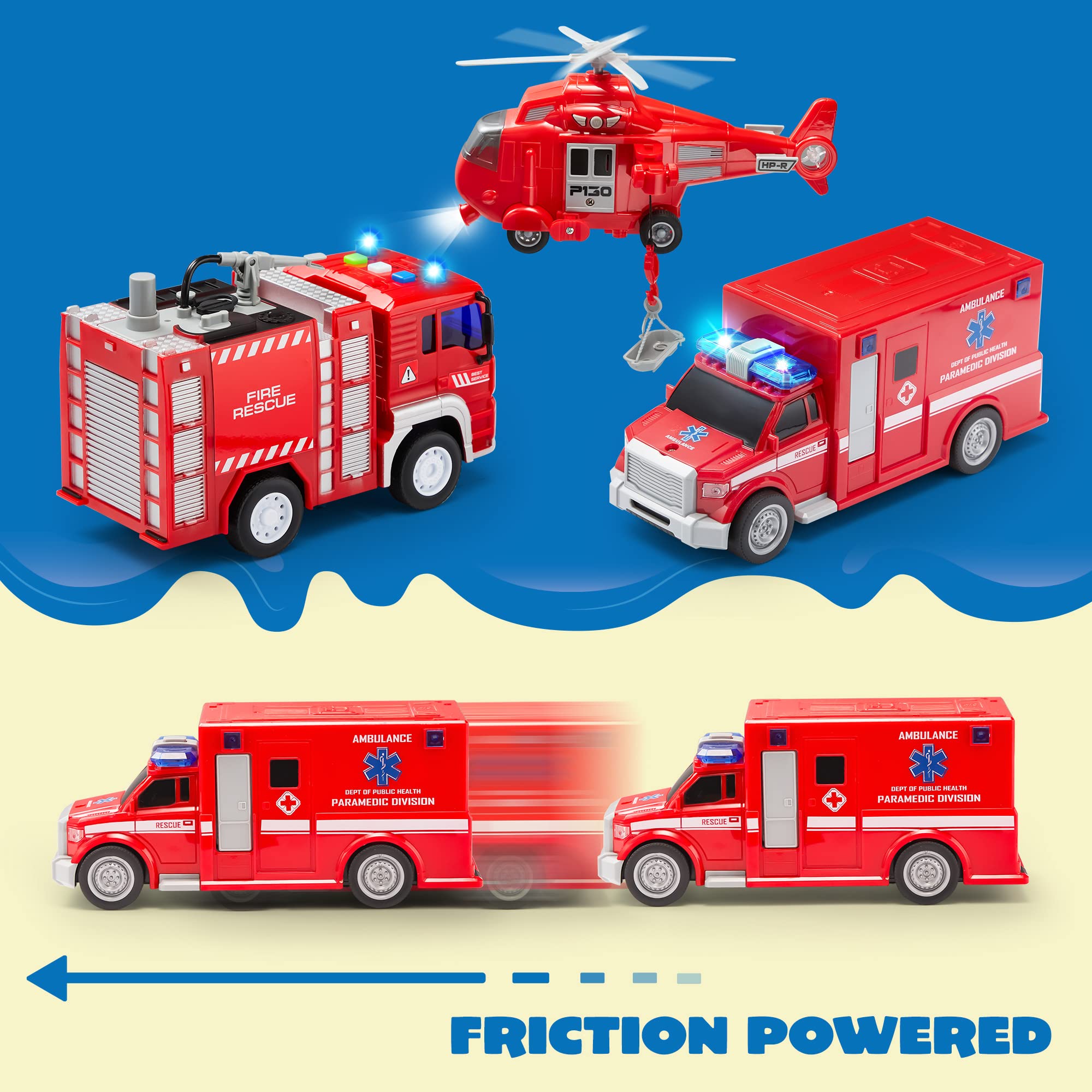 Foto 8 pulgar | Camión De Bomberos De Juguete Joyin Para Niños Pequeños Con Luces Y Sonidos - Venta Internacional.
