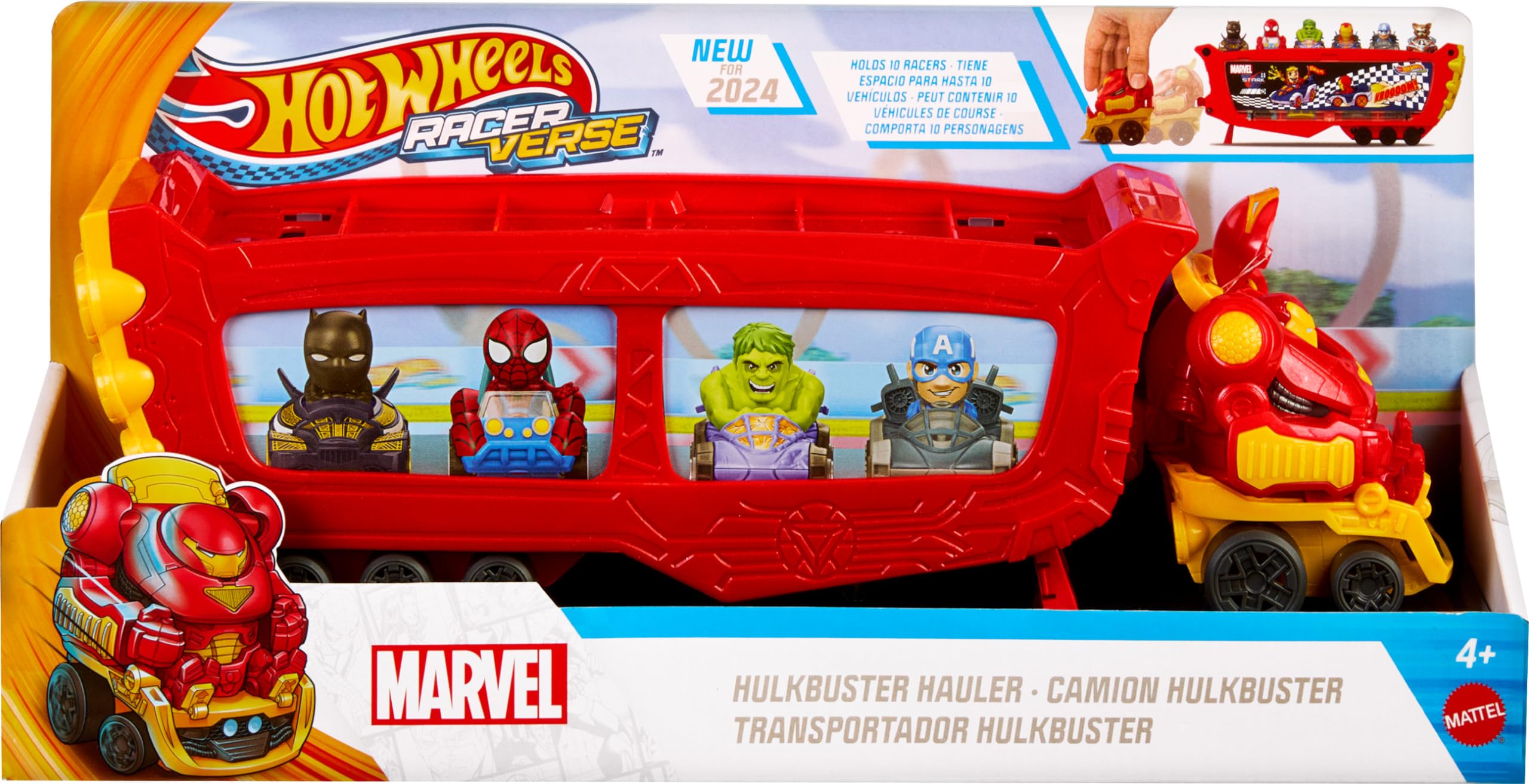 Foto 5 | Toy Hauler Hot Wheels Racerverse Marvel Hulkbuster 10 Coches - Venta Internacional.