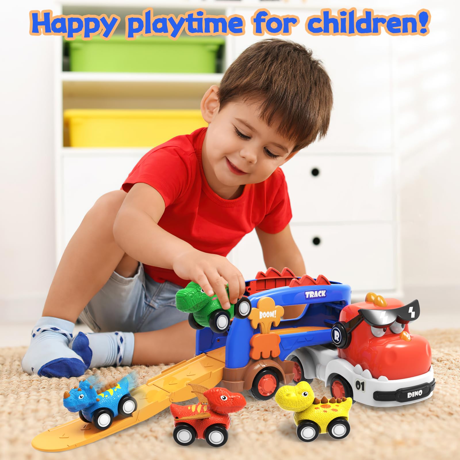 Foto 4 pulgar | Auto Toy Seveclotree Dinosaur Truck Con 4 Coches De Dinosaurio Para Niños De 2 A 7 Años - Venta Internacional.