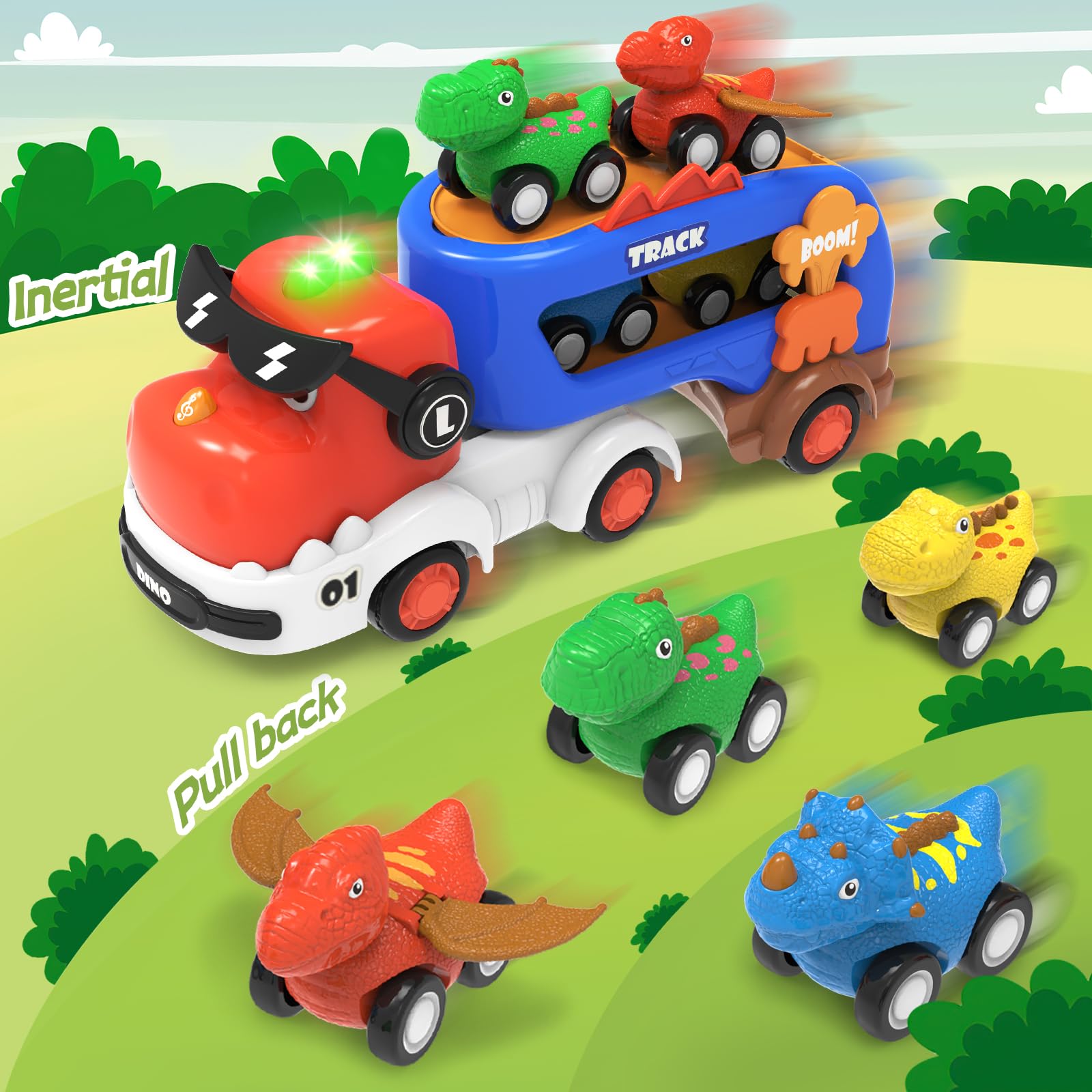 Foto 6 pulgar | Auto Toy Seveclotree Dinosaur Truck Con 4 Coches De Dinosaurio Para Niños De 2 A 7 Años - Venta Internacional.