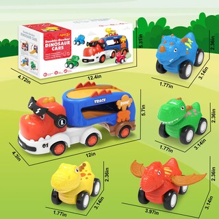 Foto 6 | Auto Toy Seveclotree Dinosaur Truck Con 4 Coches De Dinosaurio Para Niños De 2 A 7 Años - Venta Internacional.